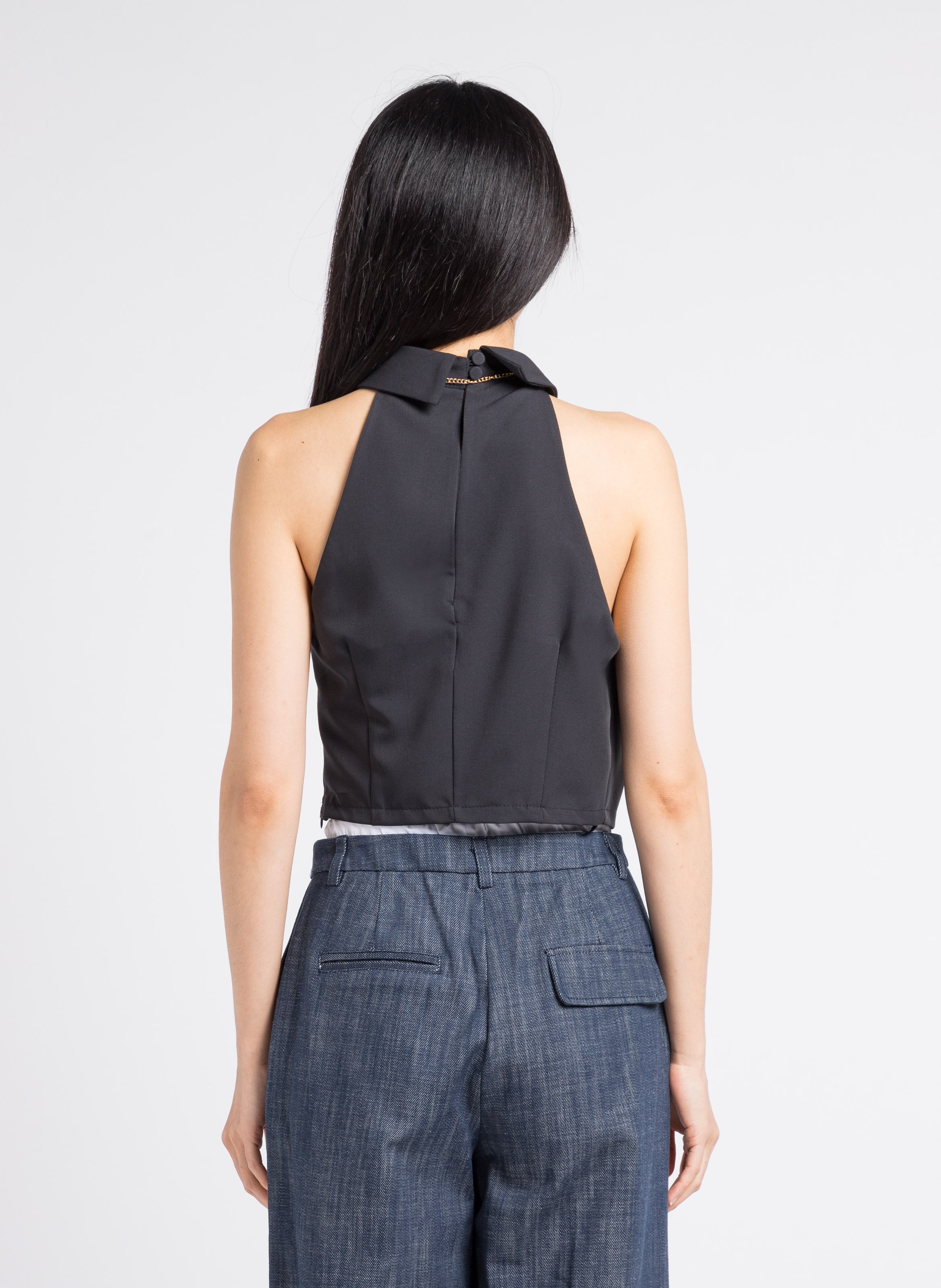 Sleeveless top with tie IMPERIAL Black