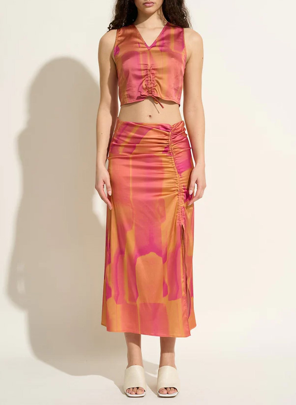 Fluid printed crop top with pleats FETE IMPERIALE Multicolored