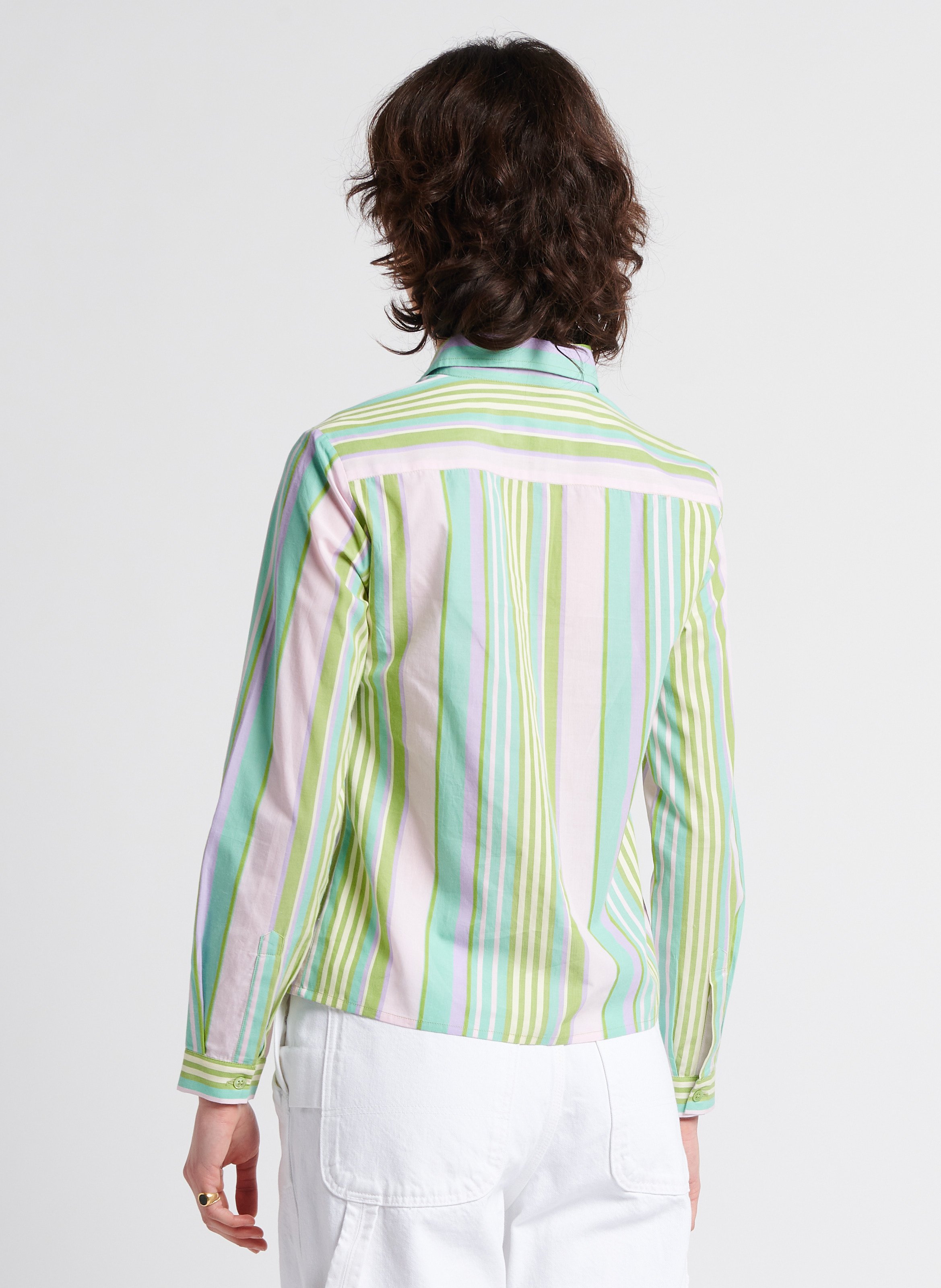 Camisa de algodón a rayas con cuello clásico LAURENCE BRAS Azul