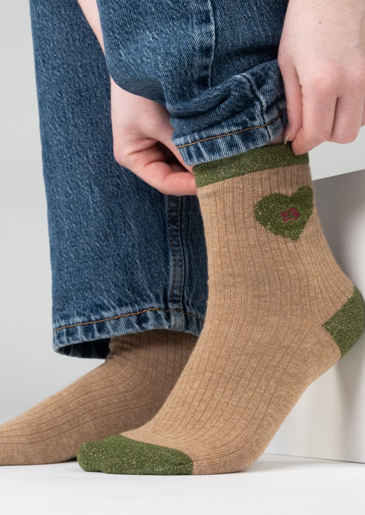 Combed cotton heart socks BILLYBELT Beige