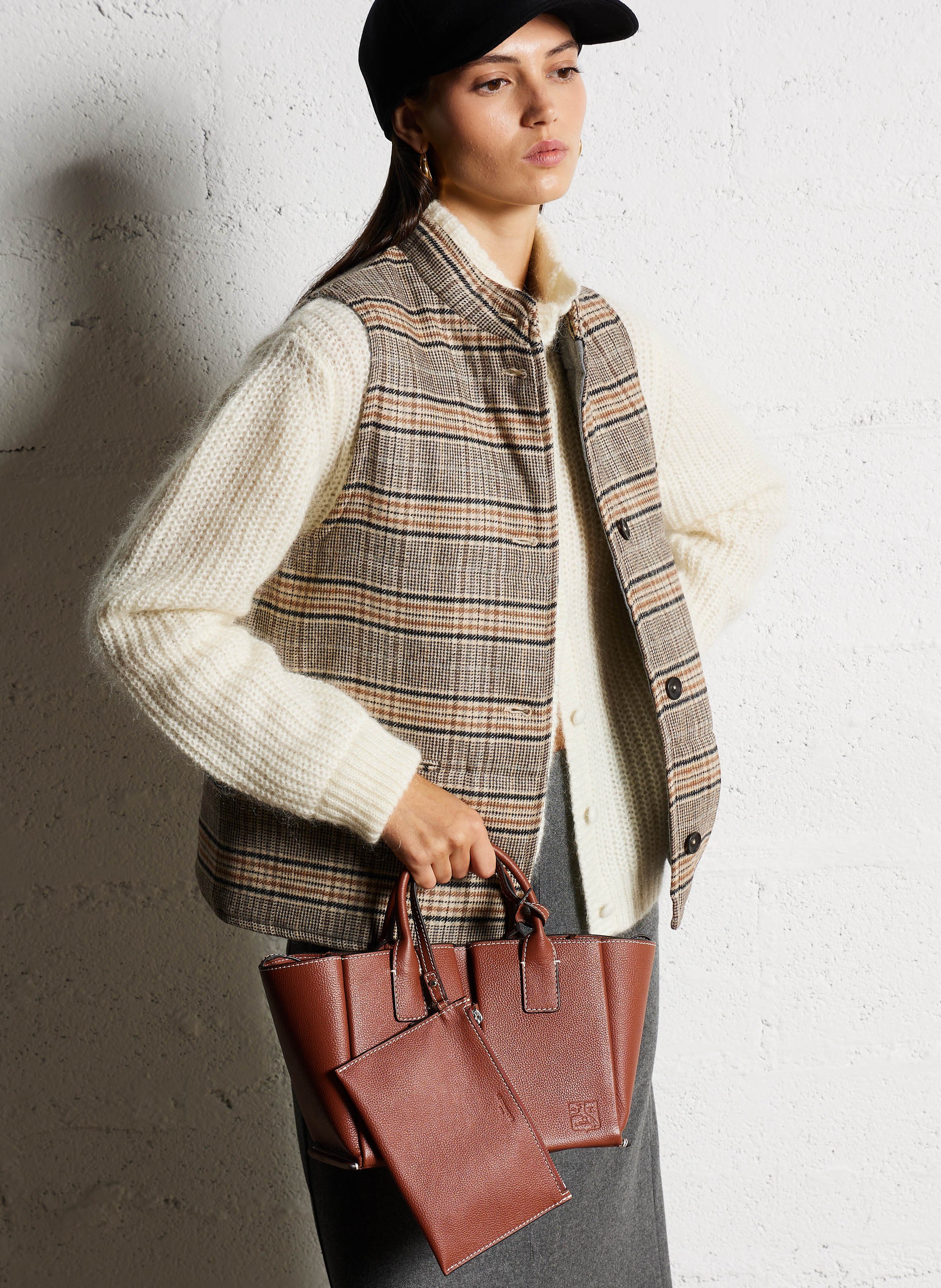 Petit sac cabas en cuir de vachette LE TANNEUR Marron