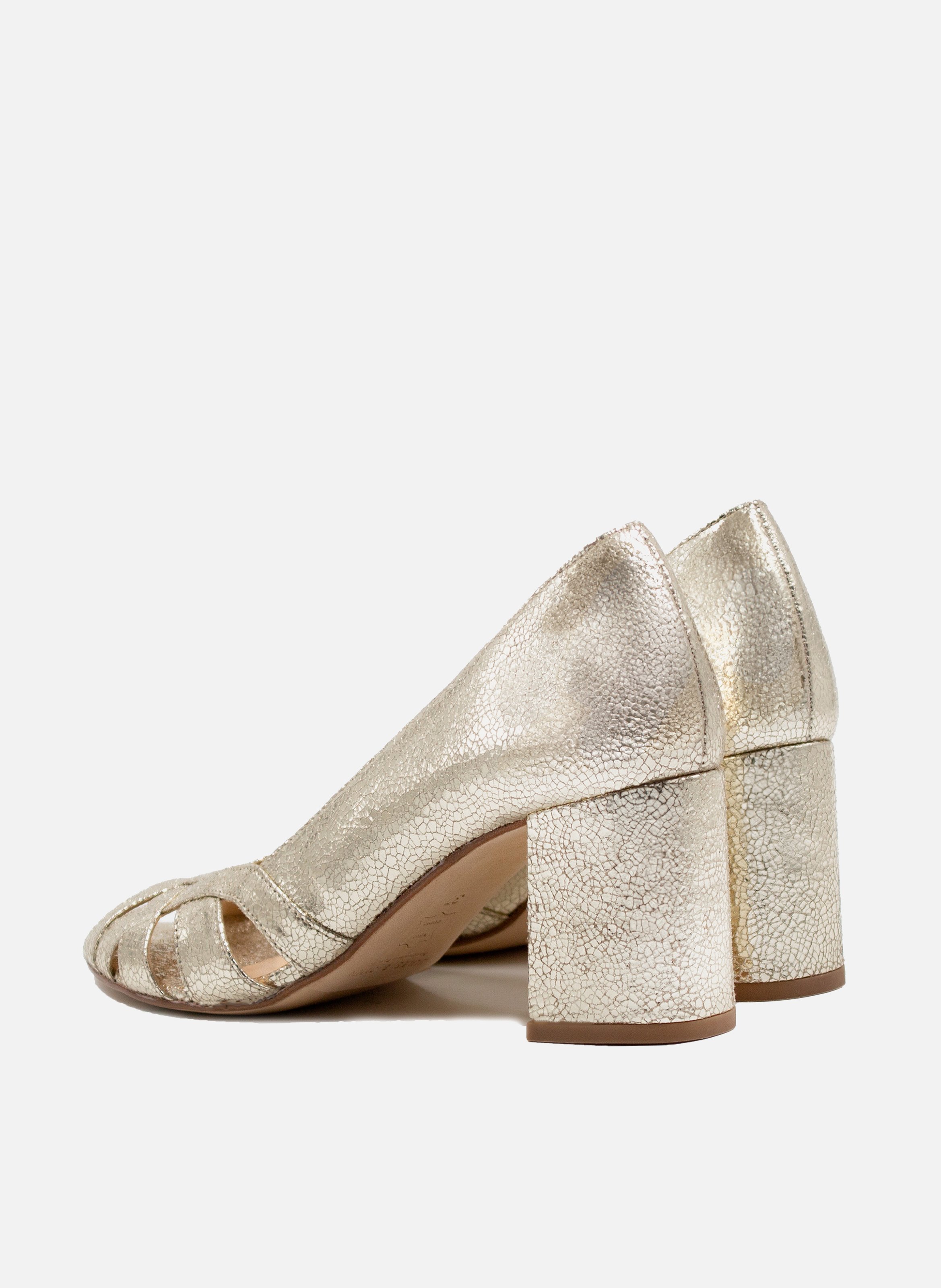 Metallic Leather Cut-out Pumps JULES & JENN Golden