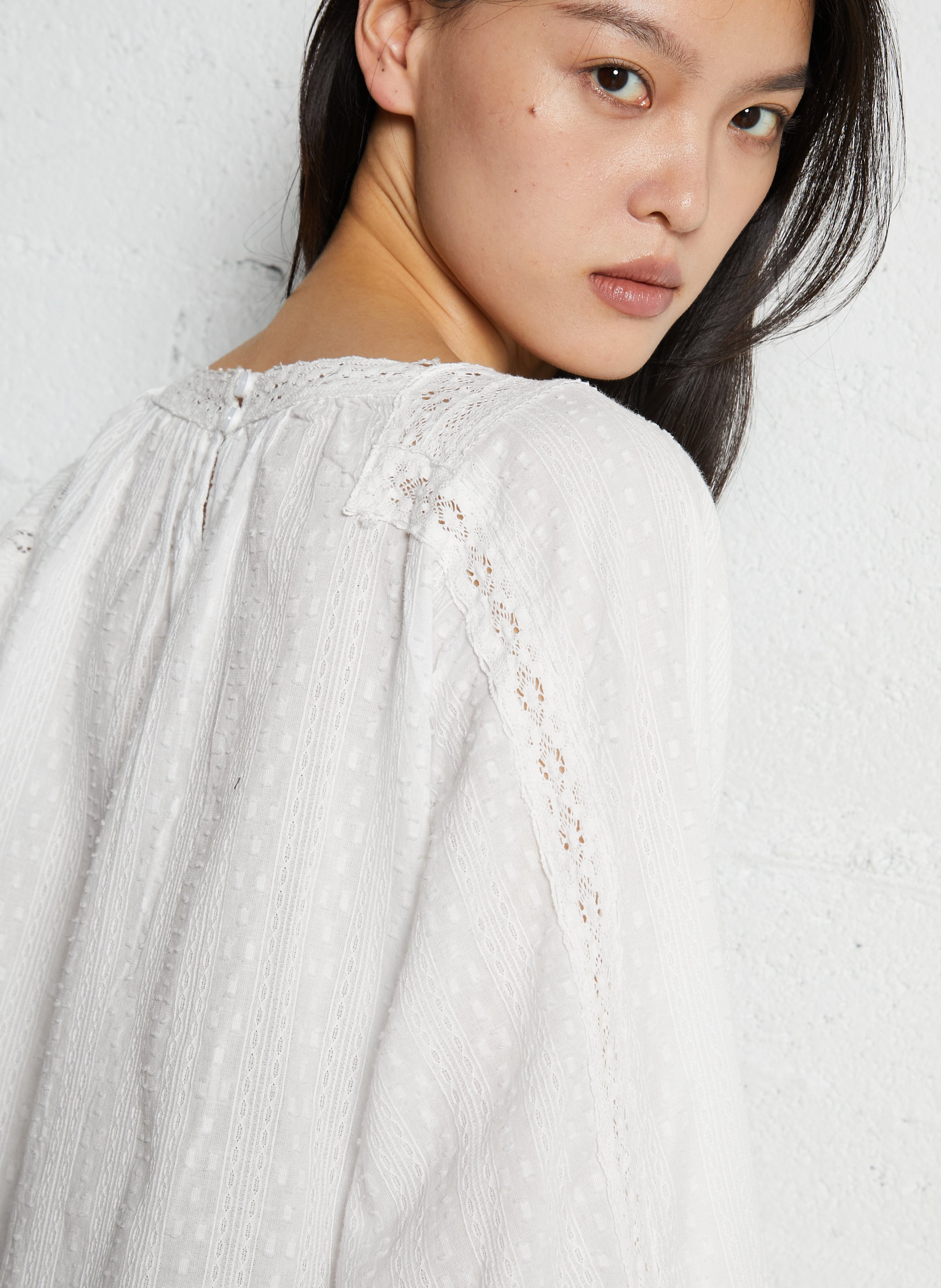 Square neck cotton blouse LOUISE MISHA White