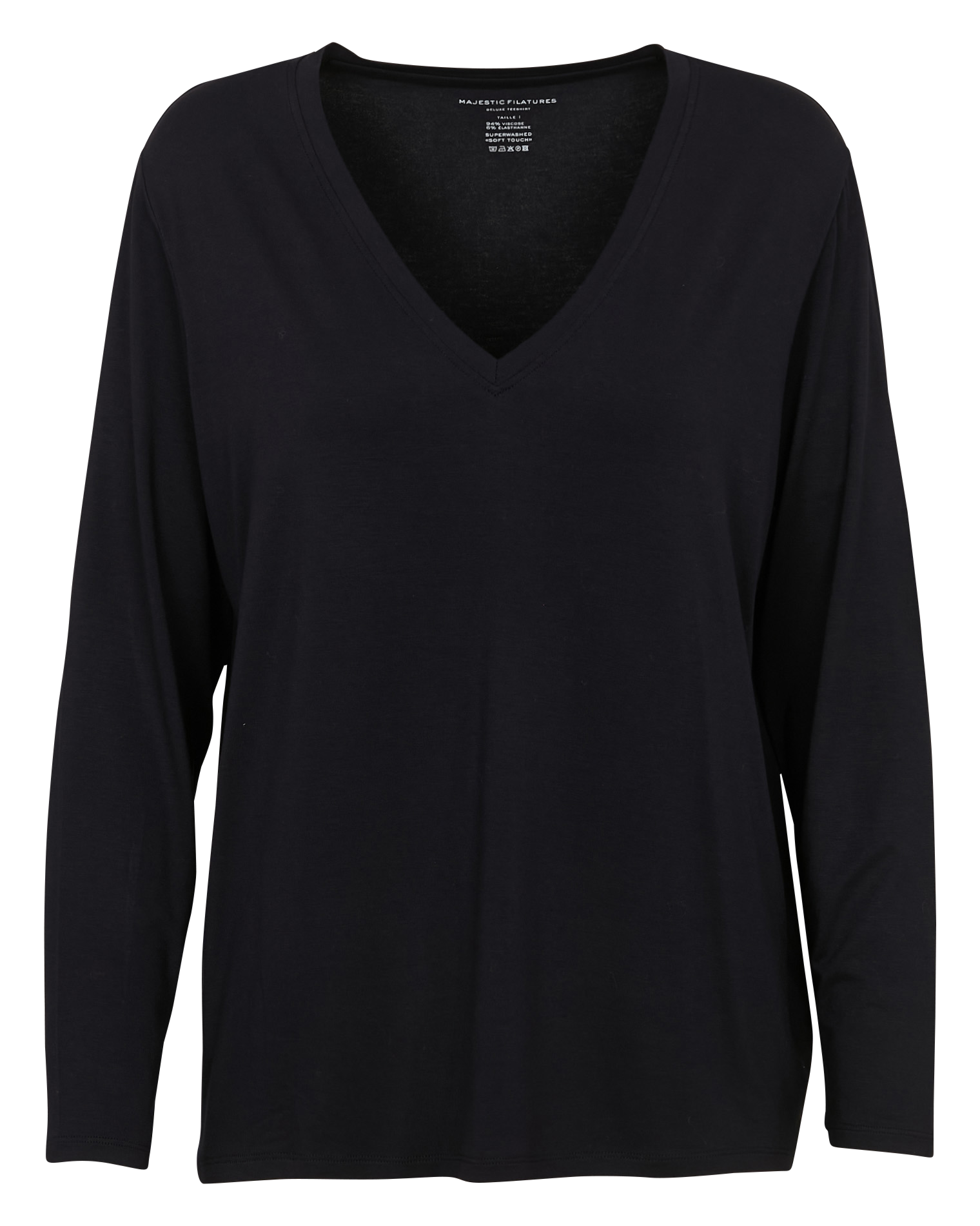 Tee-shirt droit col V MAJESTIC FILATURES Bleu