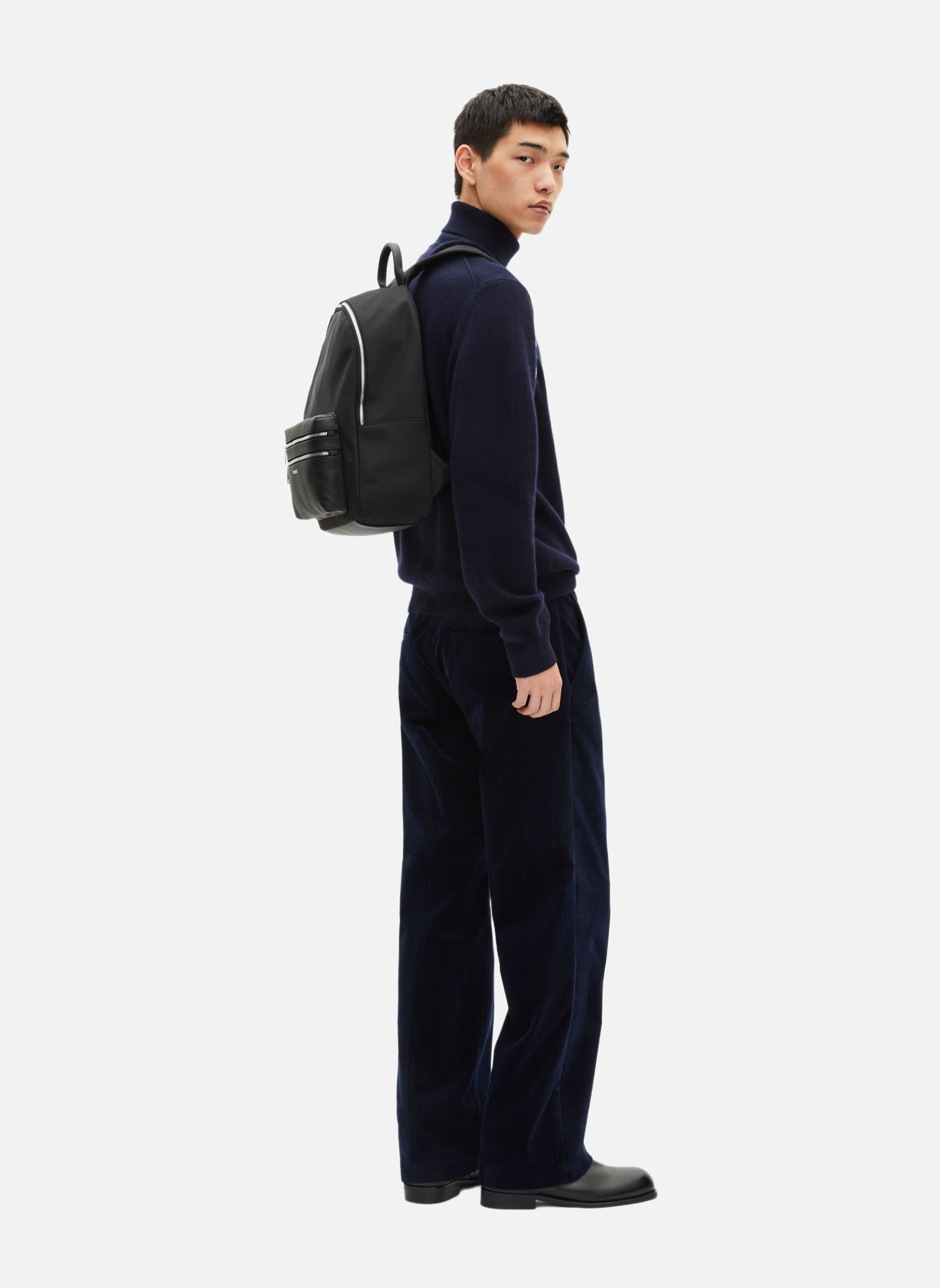 Canvas and grained leather backpack THE KOOPLES Black