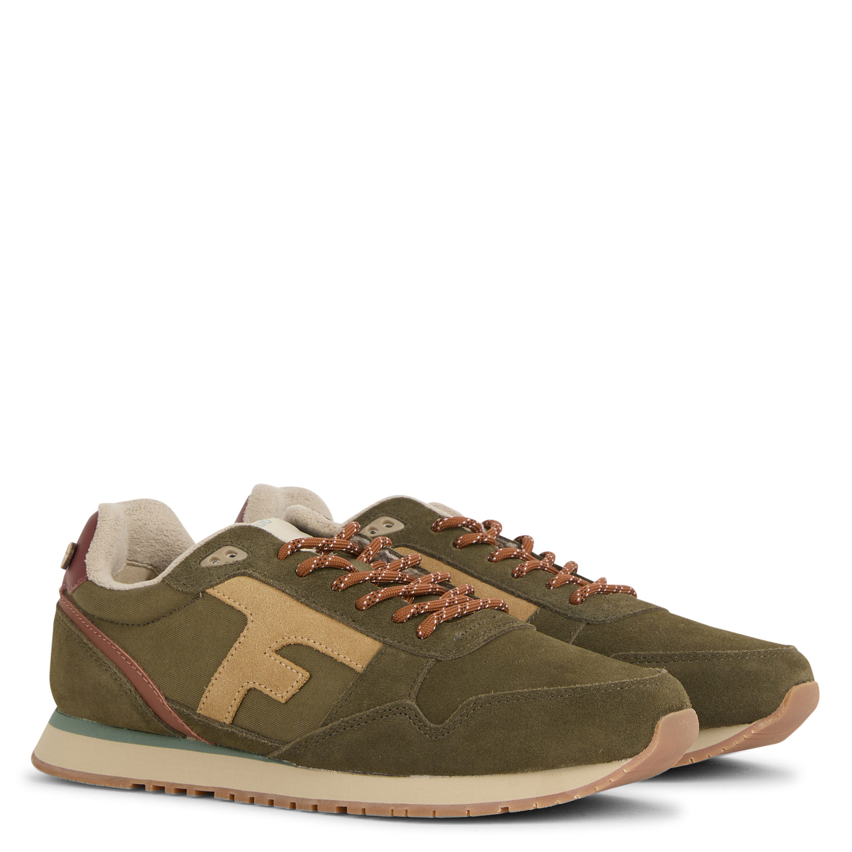 Sneaker aus Leder-Mix FAGUO Khaki