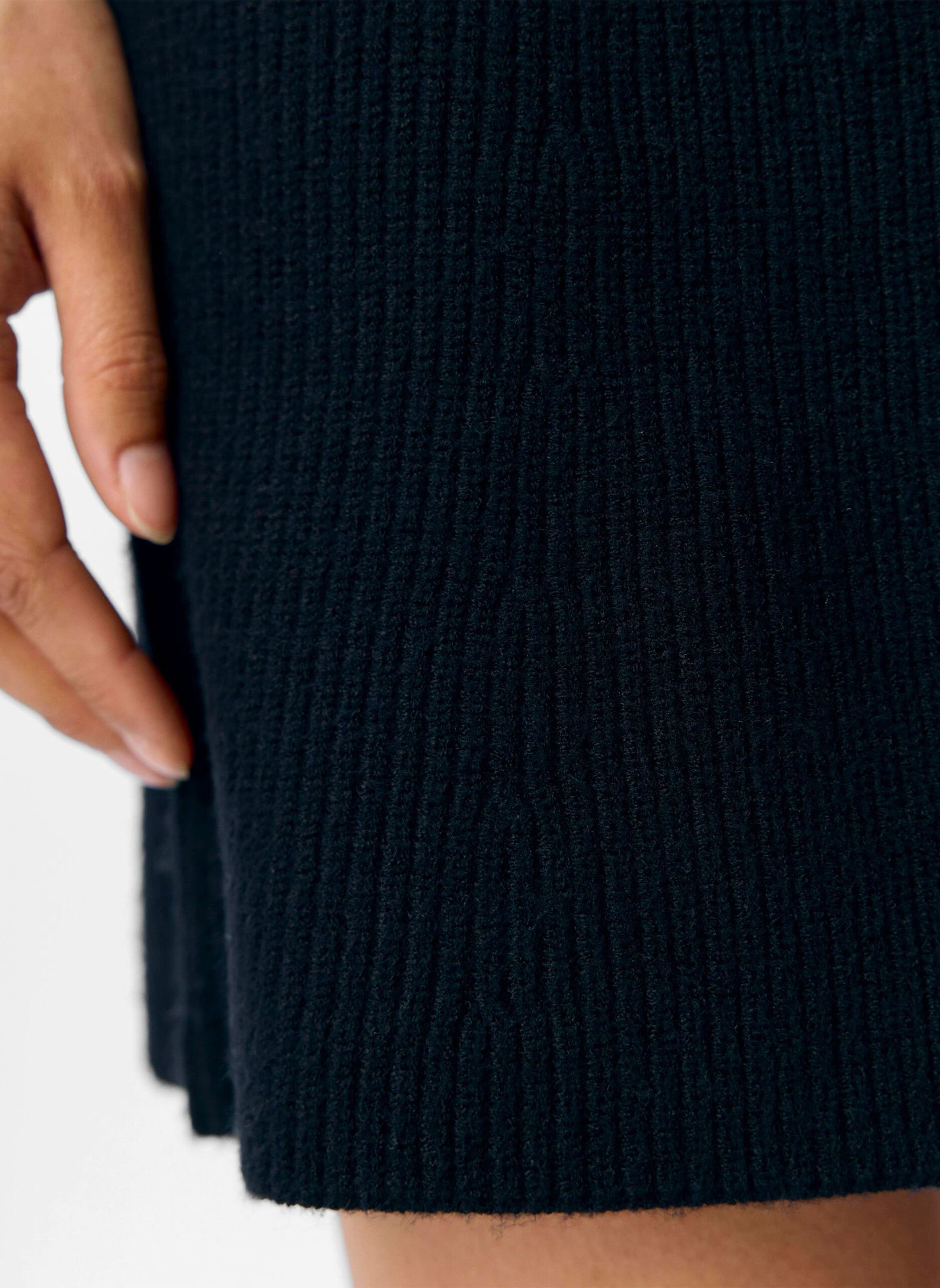 Korte rok van tricot met hoge taille OBJECT Zwart