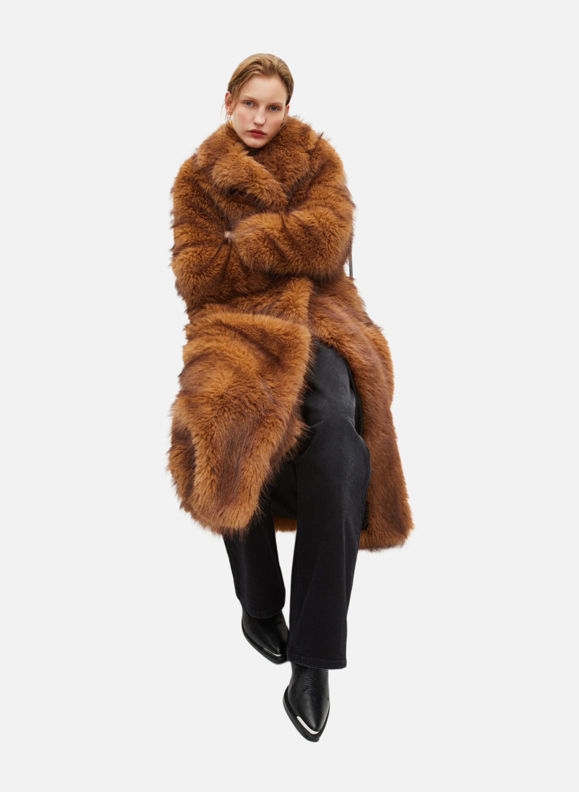 Long faux fur coat THE KOOPLES Brown