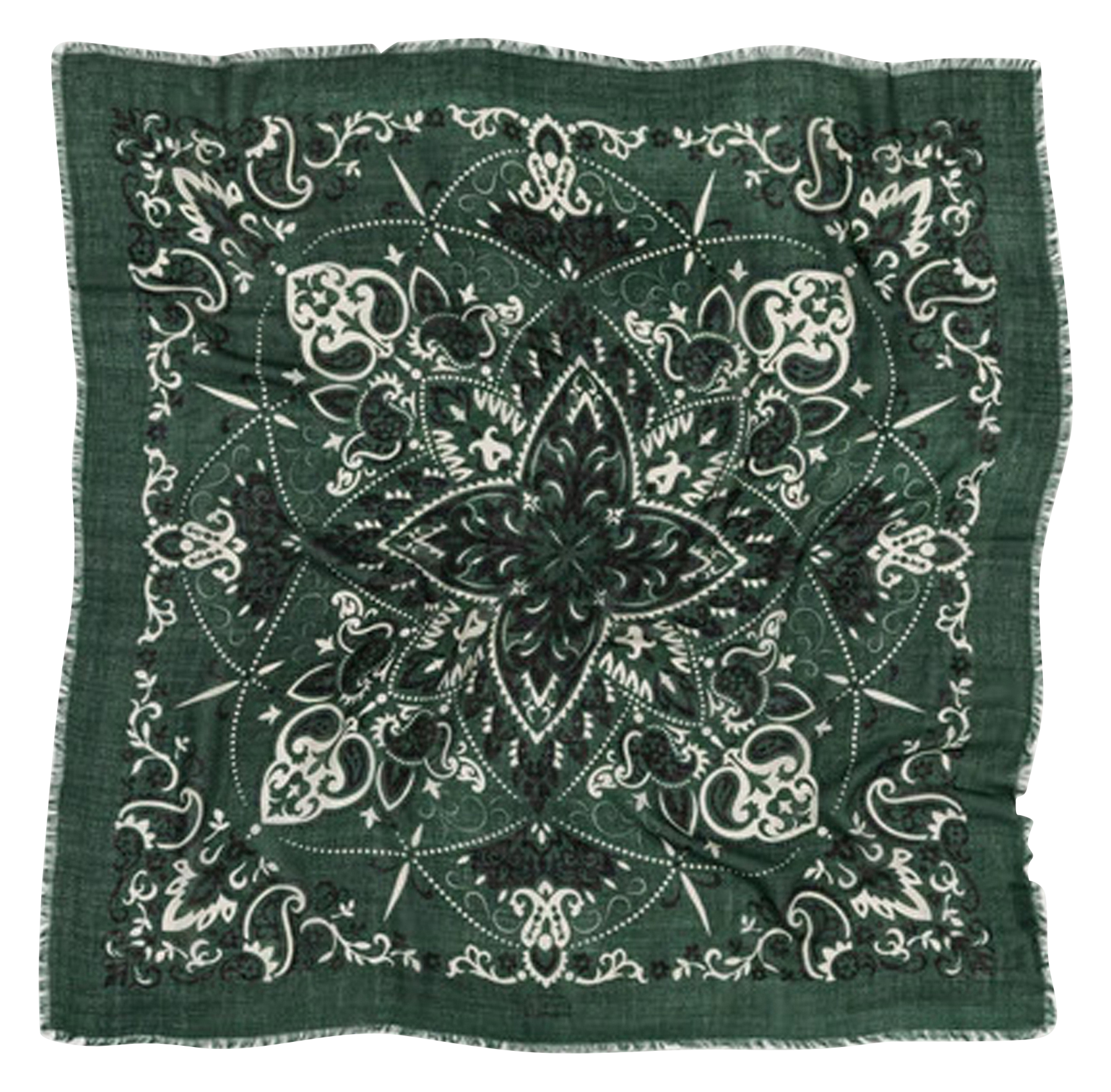 Bedruckter Foulard aus Wolle und Seide MAISON LECOMTE FLAMENT Grun