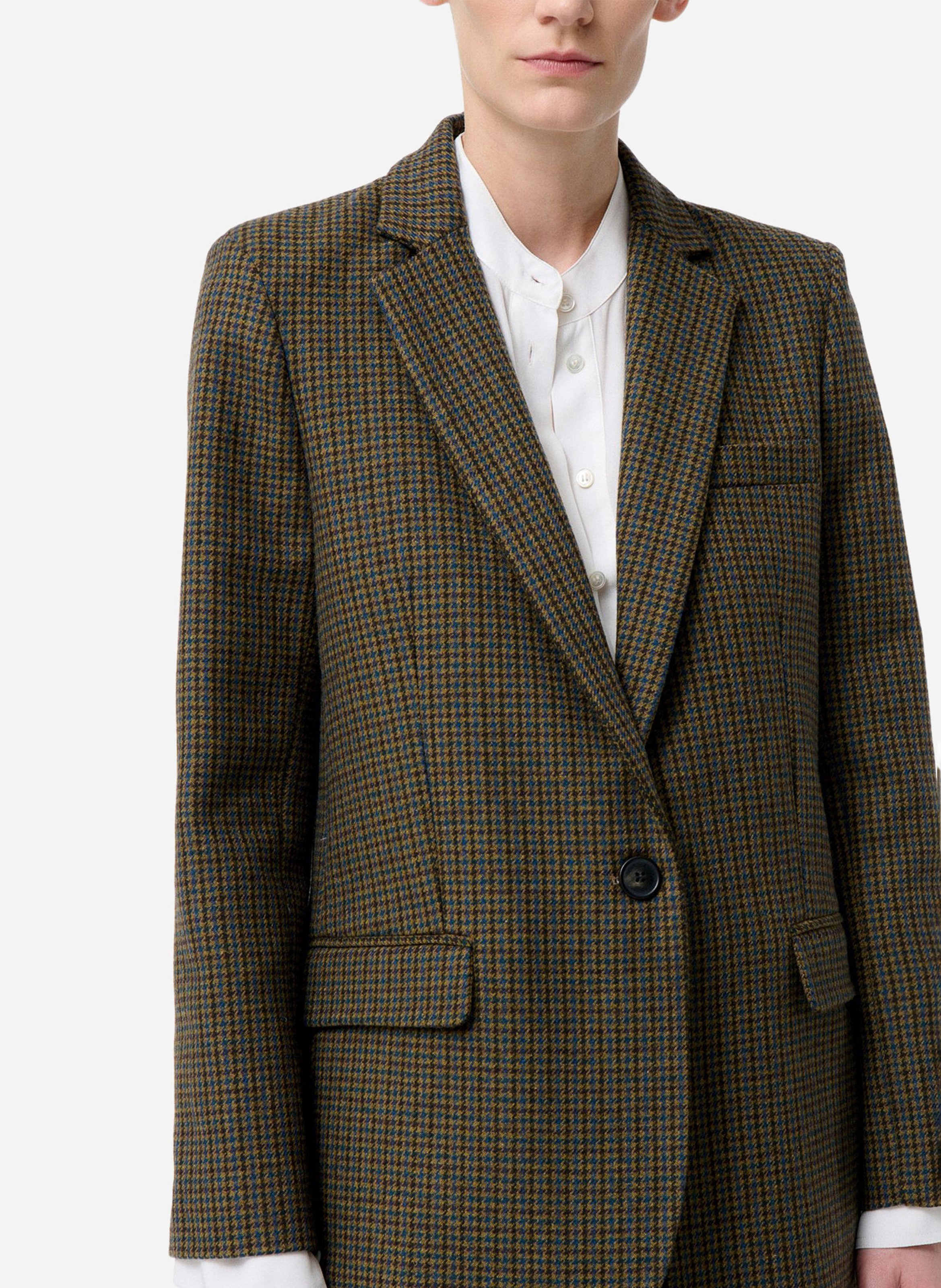 Checked wool blend tailored blazer VANESSA BRUNO Green