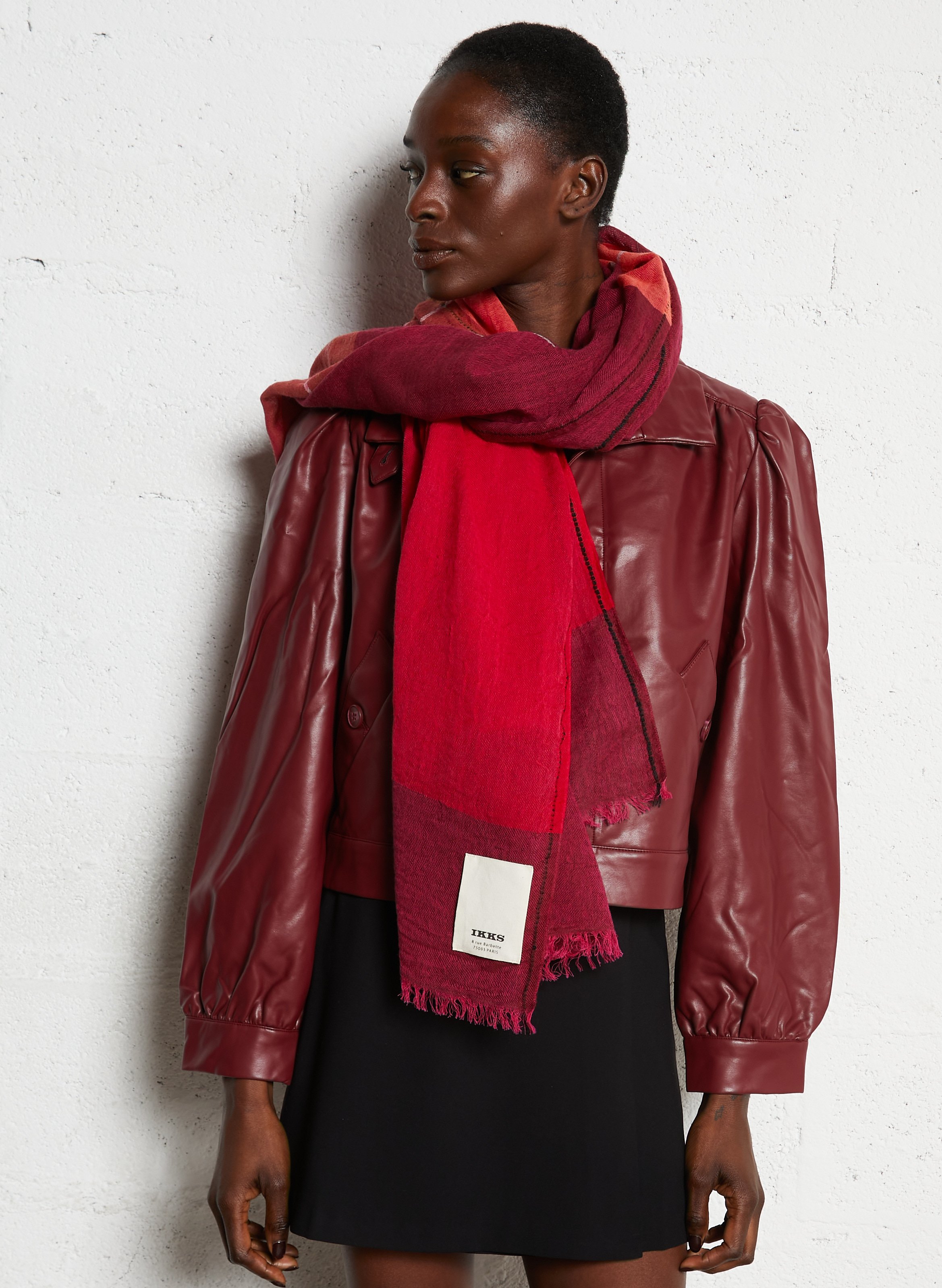 Wool and linen scarf IKKS Red