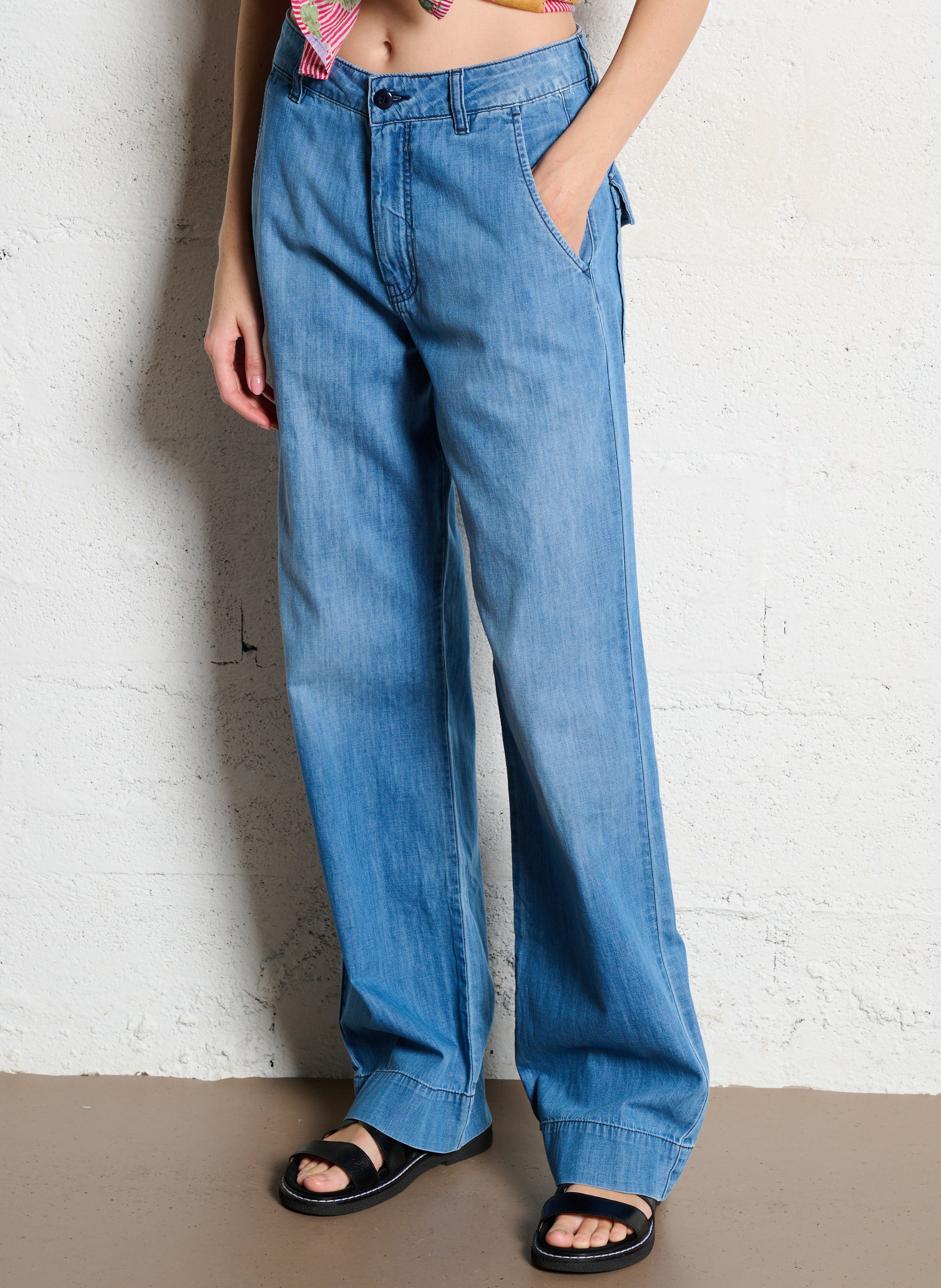 Jean droit en coton ACQUAVERDE Bleu