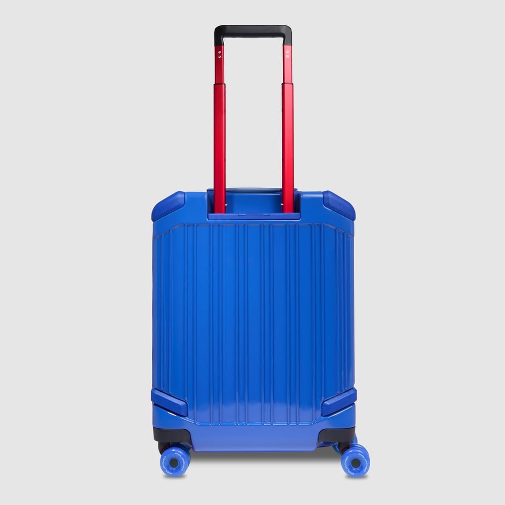 Cabin trolley suitcase with 4 wheels, TSA lock, and USB and USB type-C ports PIQUADRO Blue