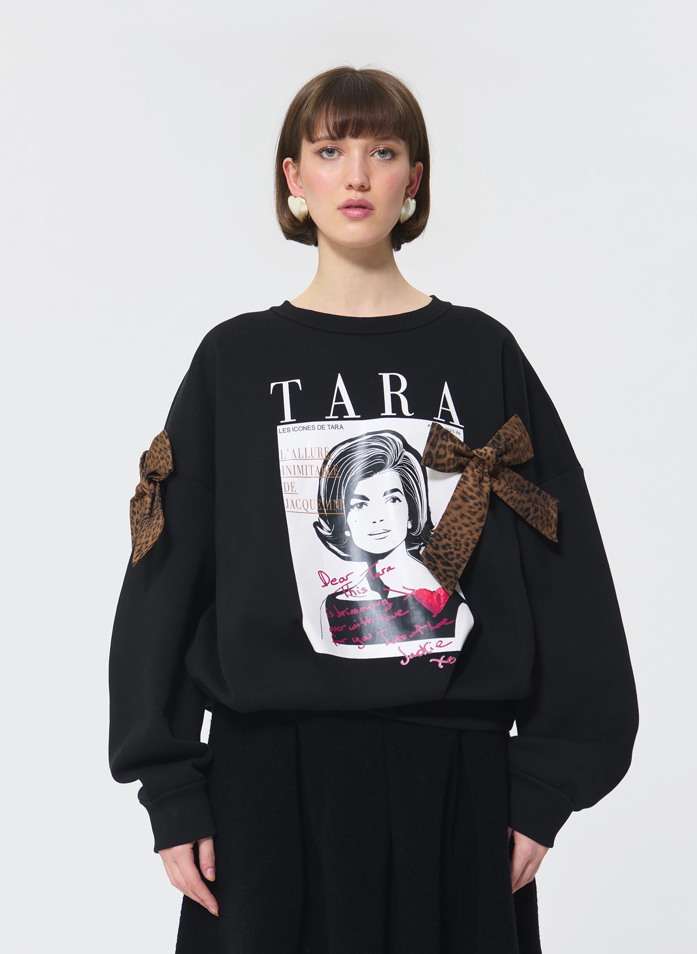 Cotton-mix round-neck sweatshirt TARA JARMON Black