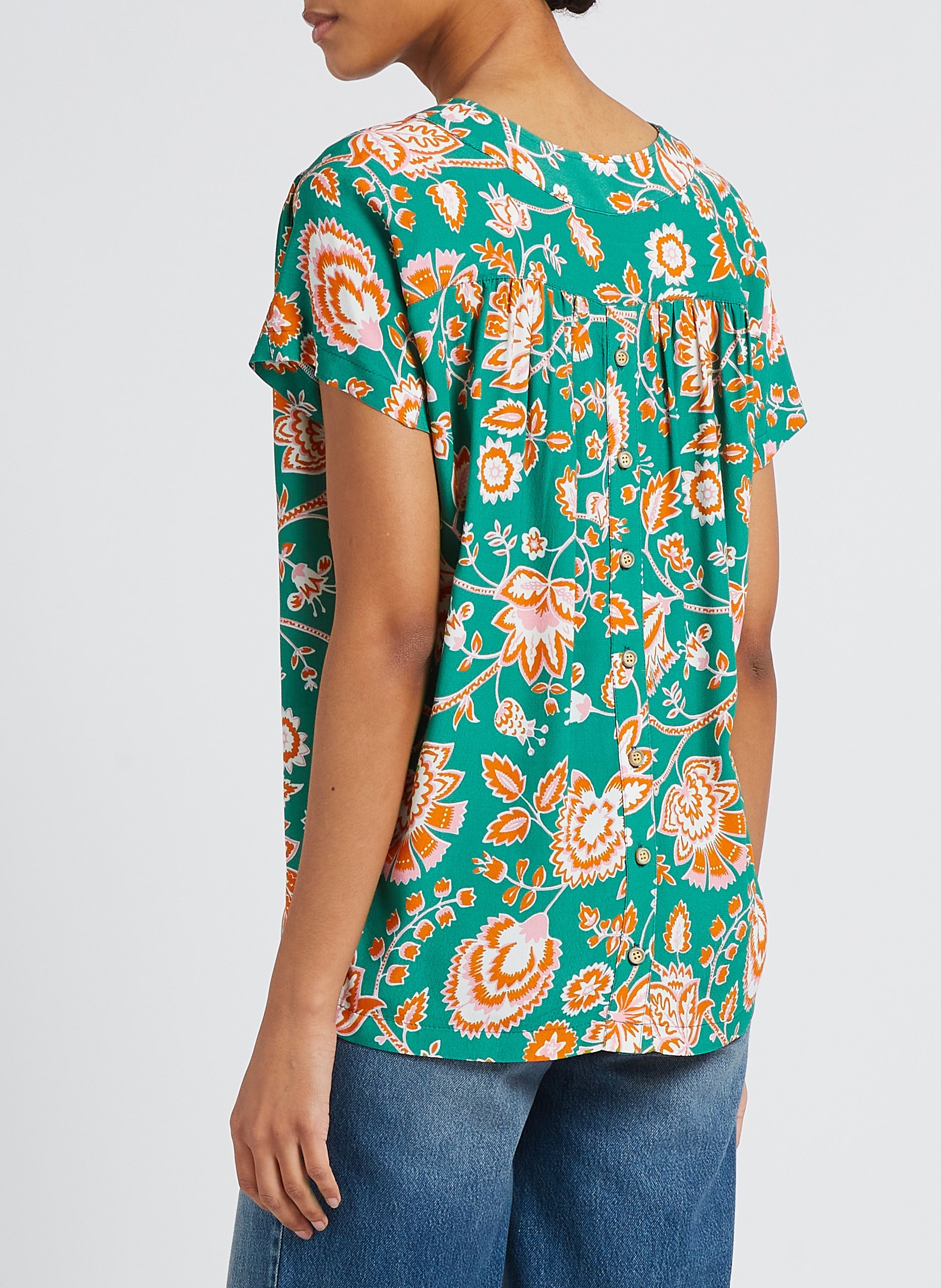 Geblümtes Top mit V-Ausschnitt LA PETITE FRANCAISE Grun