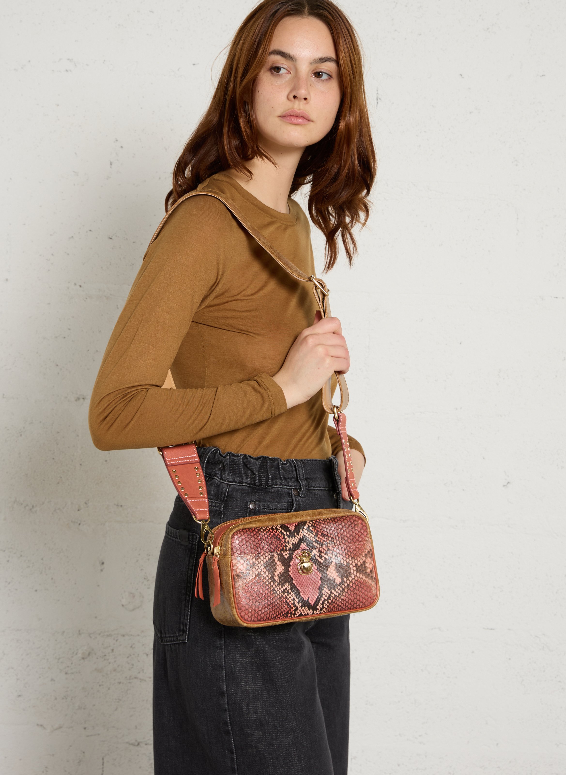 Igor - Pythonledertasche CLARIS VIROT Rosa