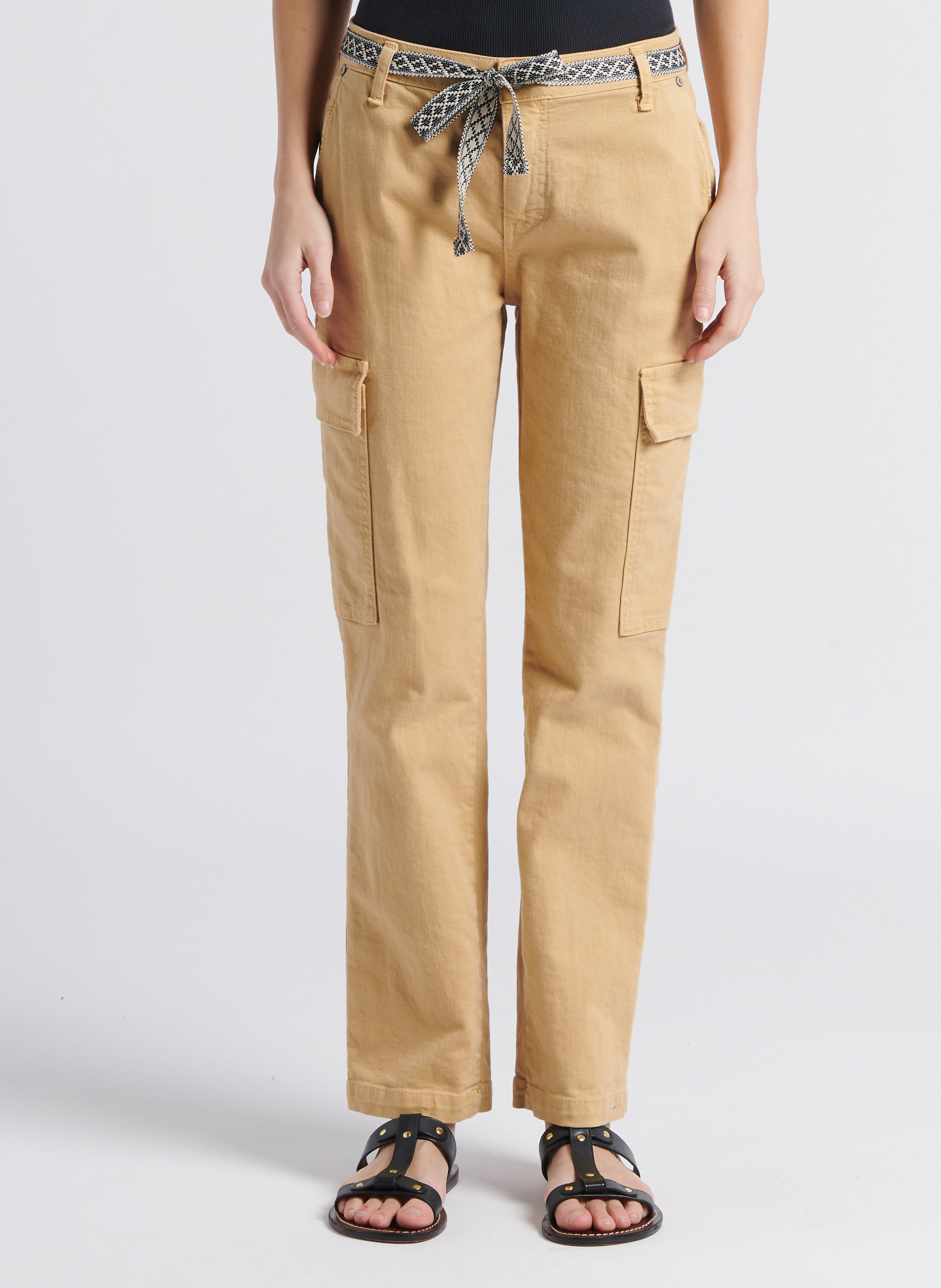 Straight cargo-style cotton-blend pants PLEASE Beige