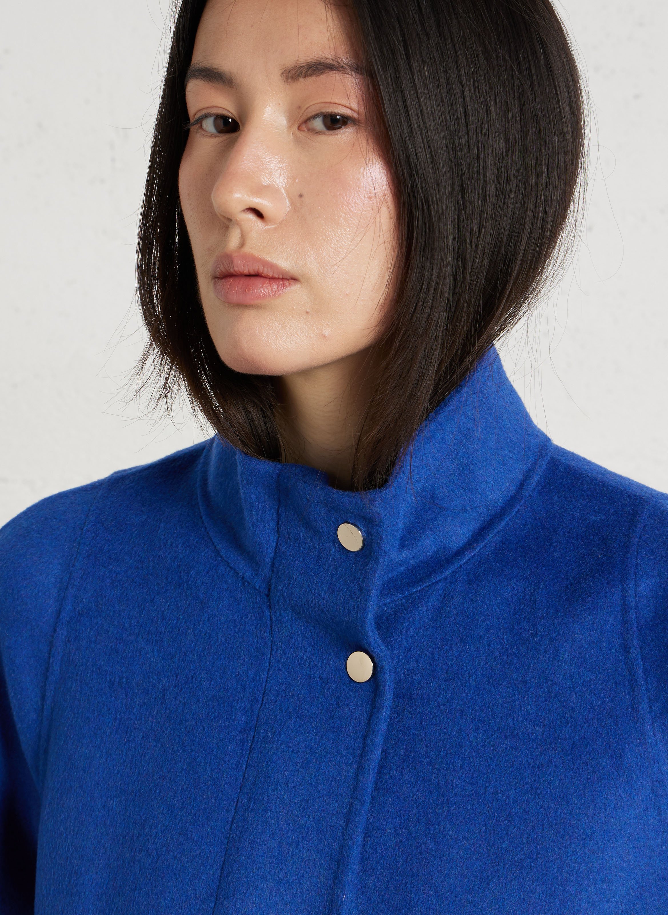 Straight coat with high collar and zip MAISON 123 Blue
