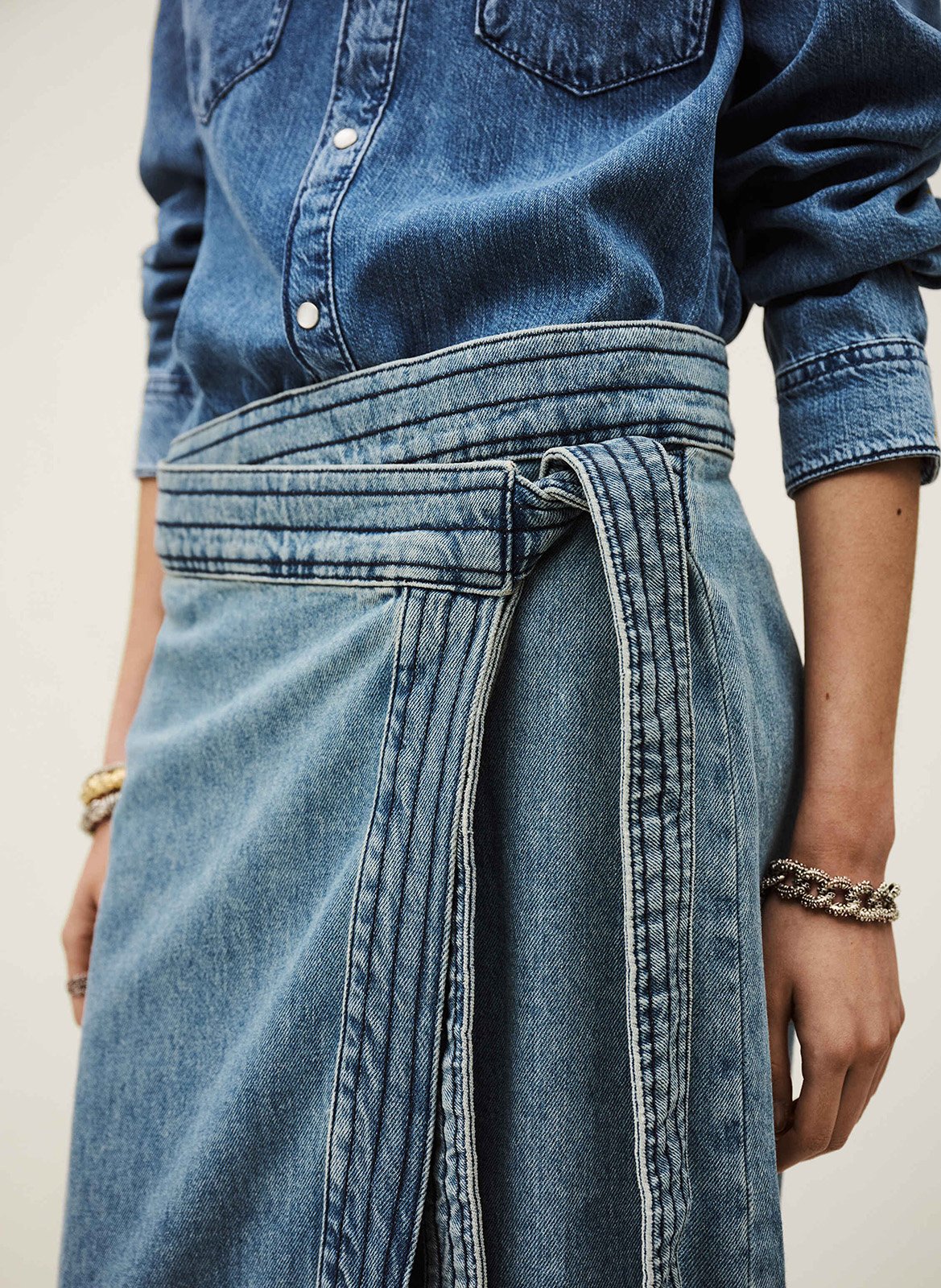 Anaïs cotton midi skirt BA&SH Blue