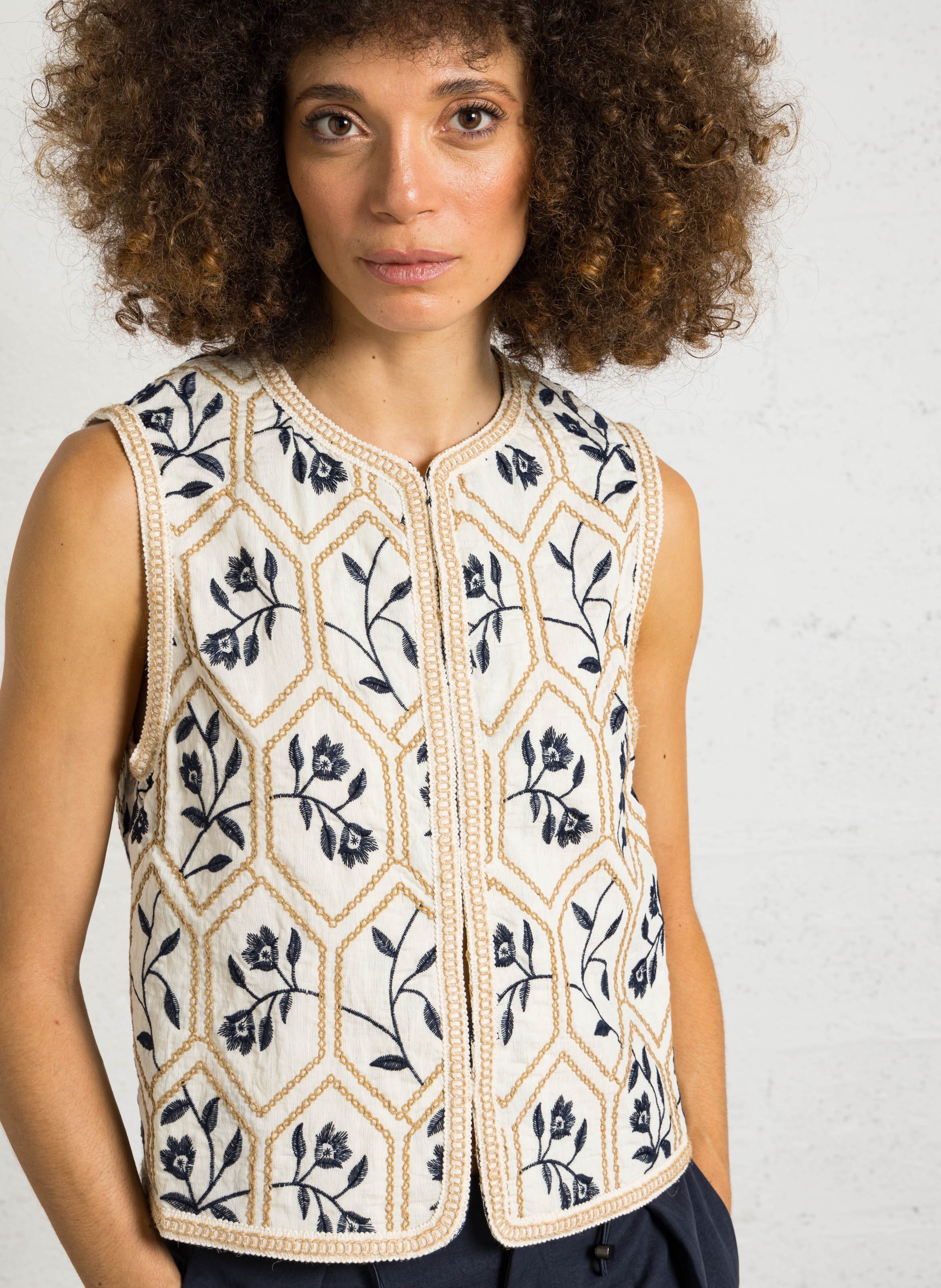 Bestickte Jacke mit Rundhalsausschnitt THE KORNER Blau