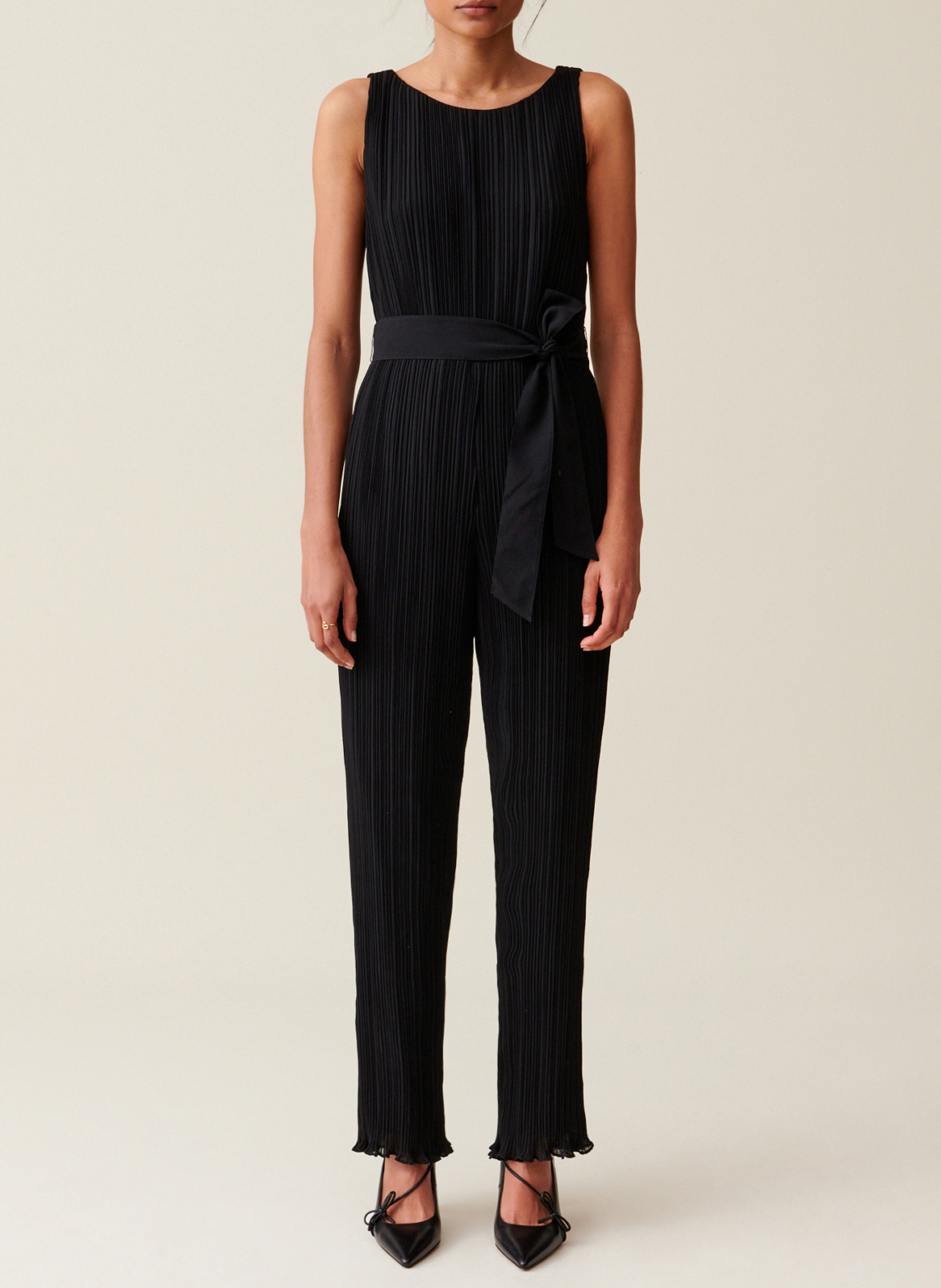 Geplooide jumpsuit met boothals CLAUDIE PIERLOT Zwart