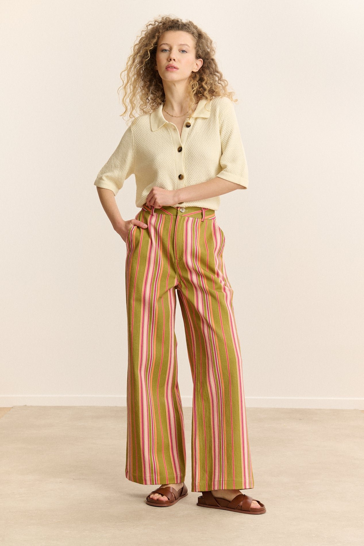 Striped denim pants GARANCE PARIS Khaki