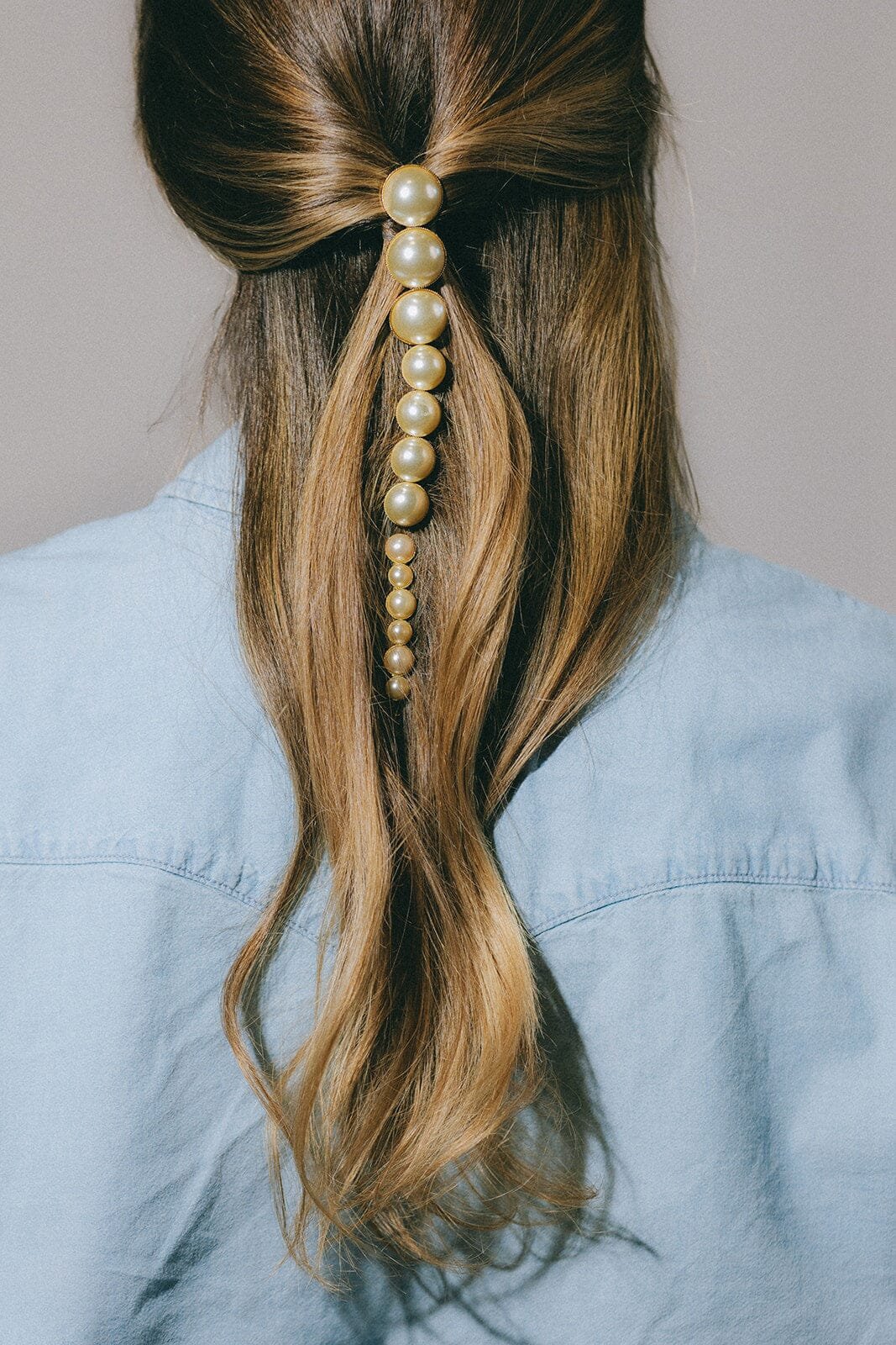 Silver-plated bead barrette Golden