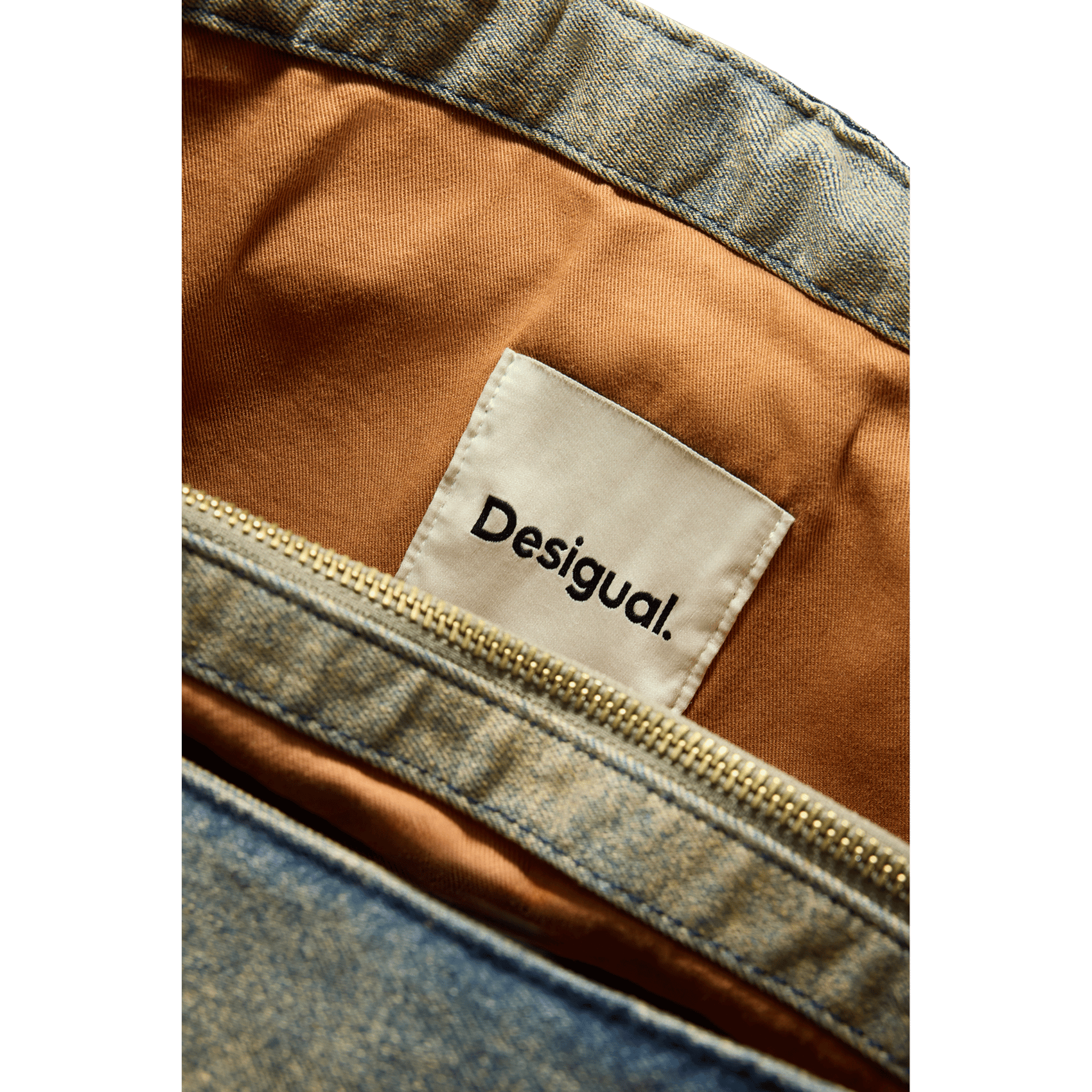 Sac épaule zippé en denim délavé DESIGUAL Vert