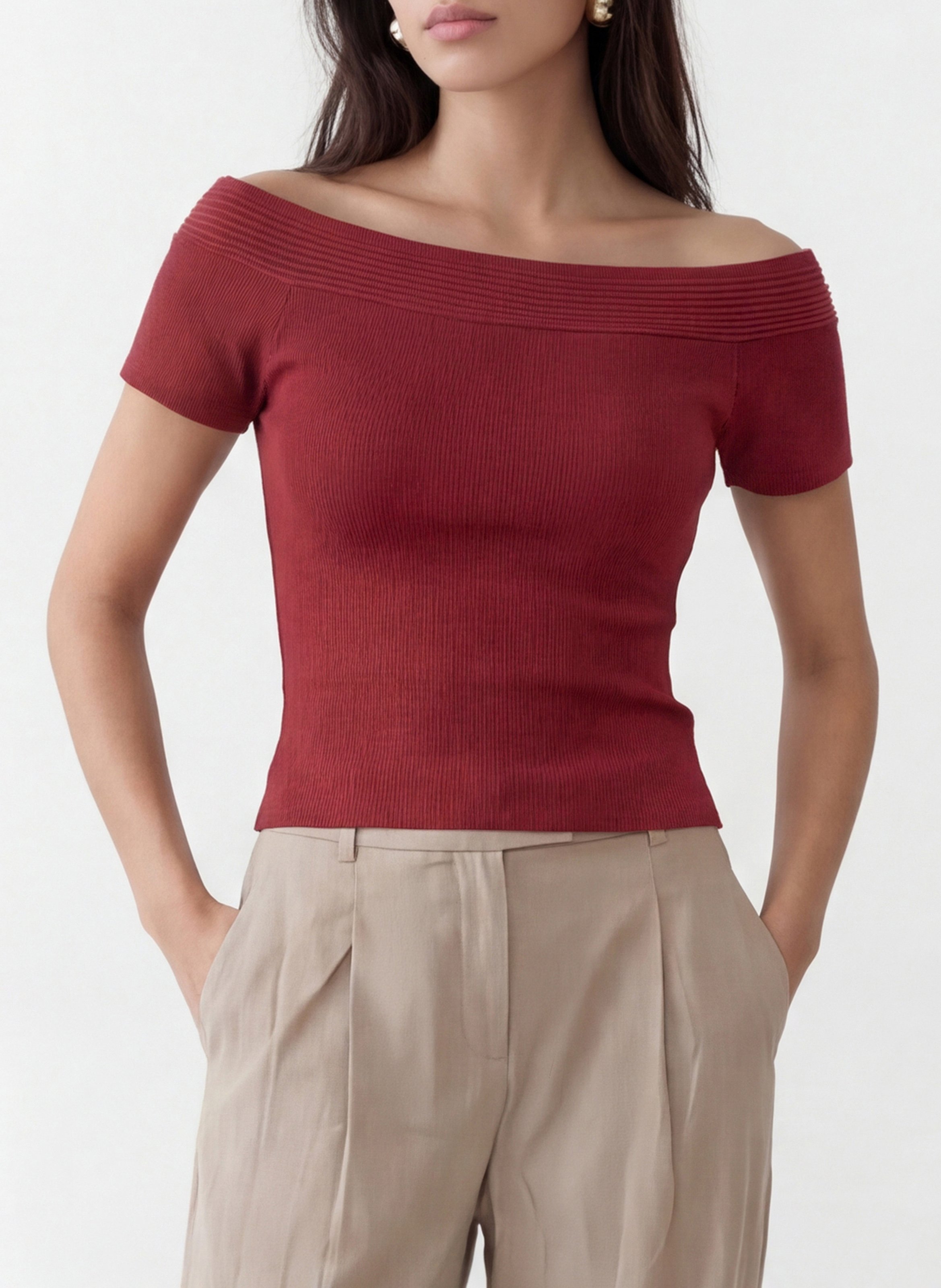 Oberteil mit Bootsausschnitt, tailliert KOOKAI Orange