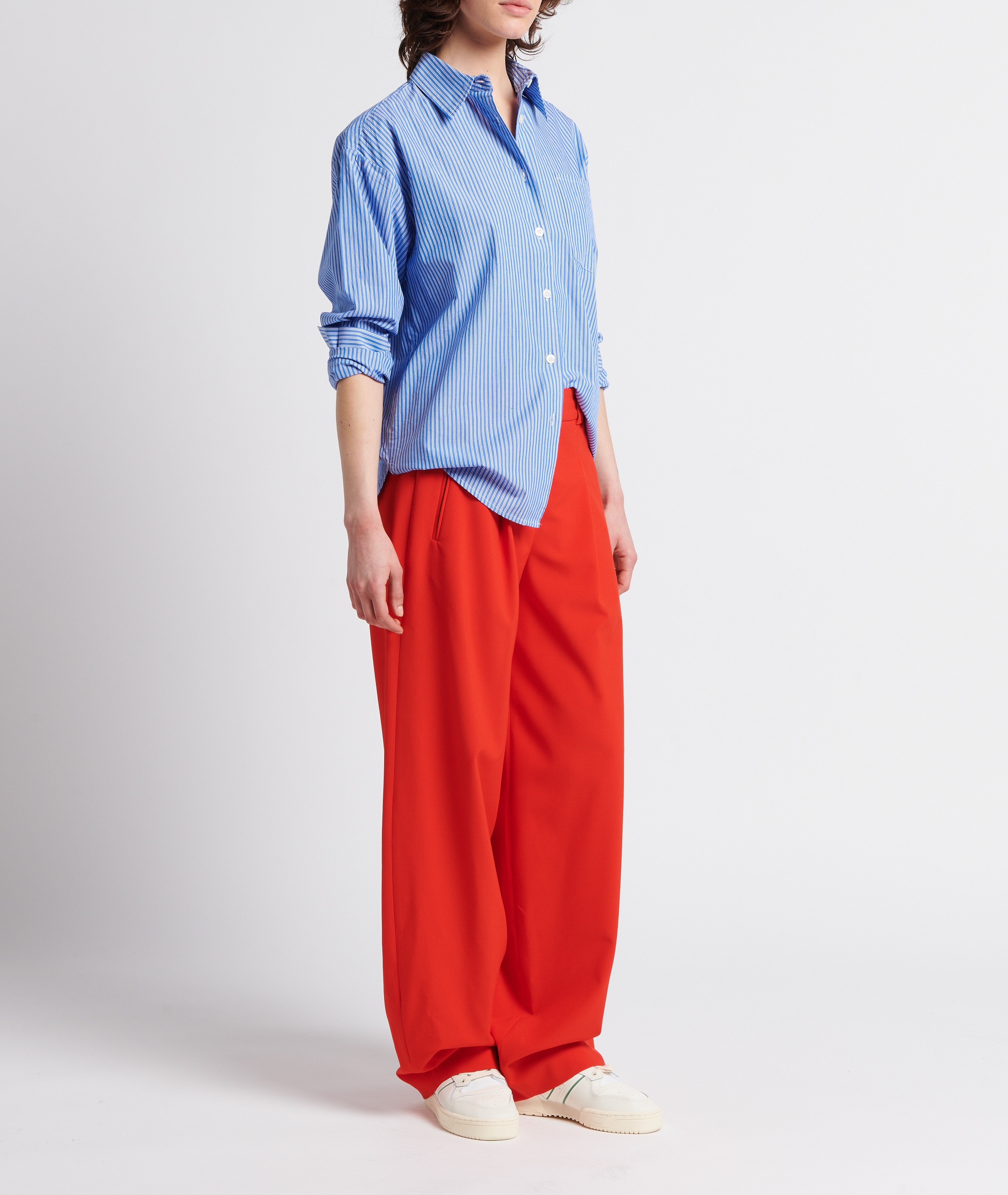 Rechte, gestreepte, katoenen blouse AMERICAN VINTAGE Blauw