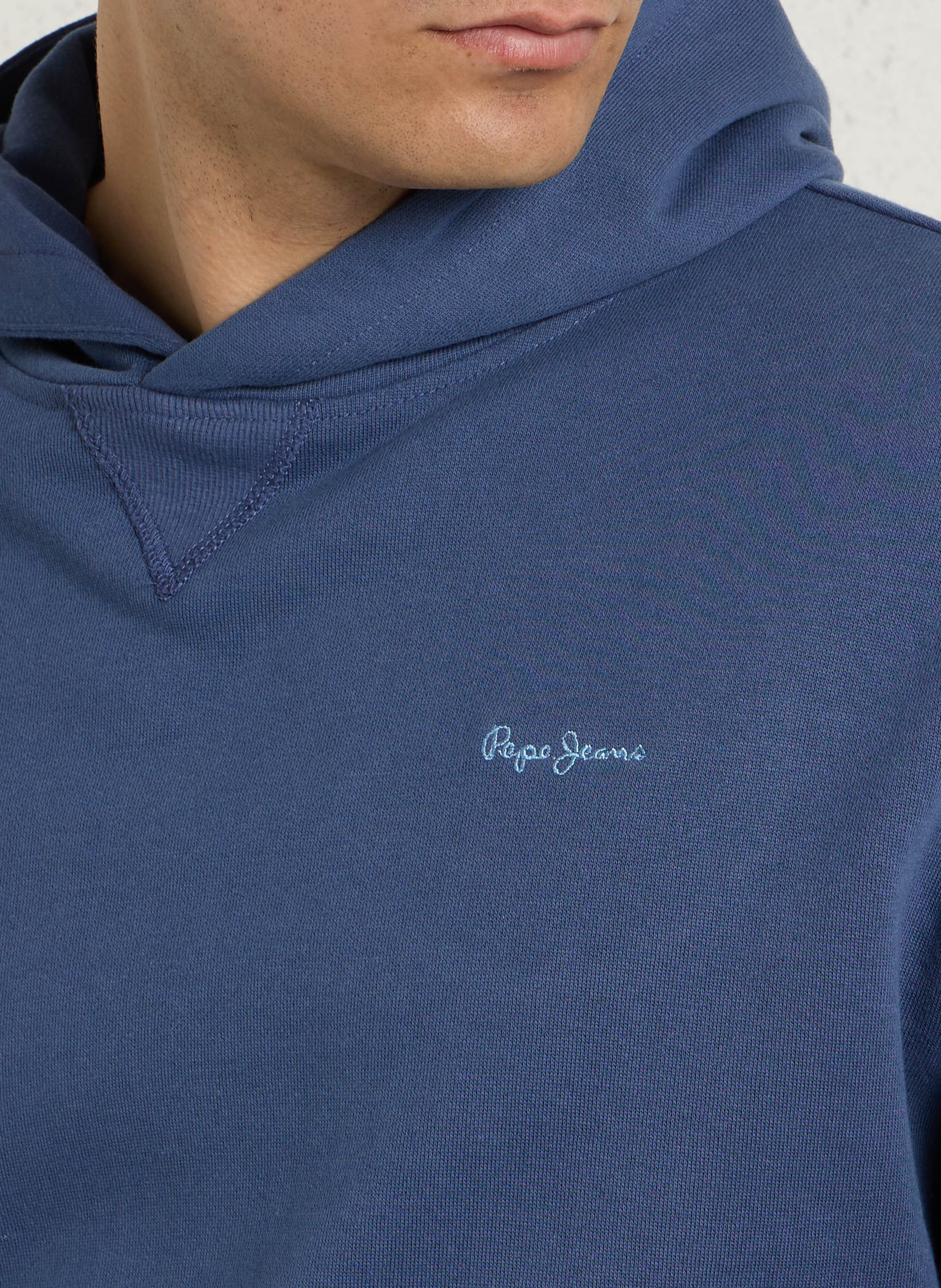 Rechte hoodie met geborduurd katoen PEPE JEANS Blauw