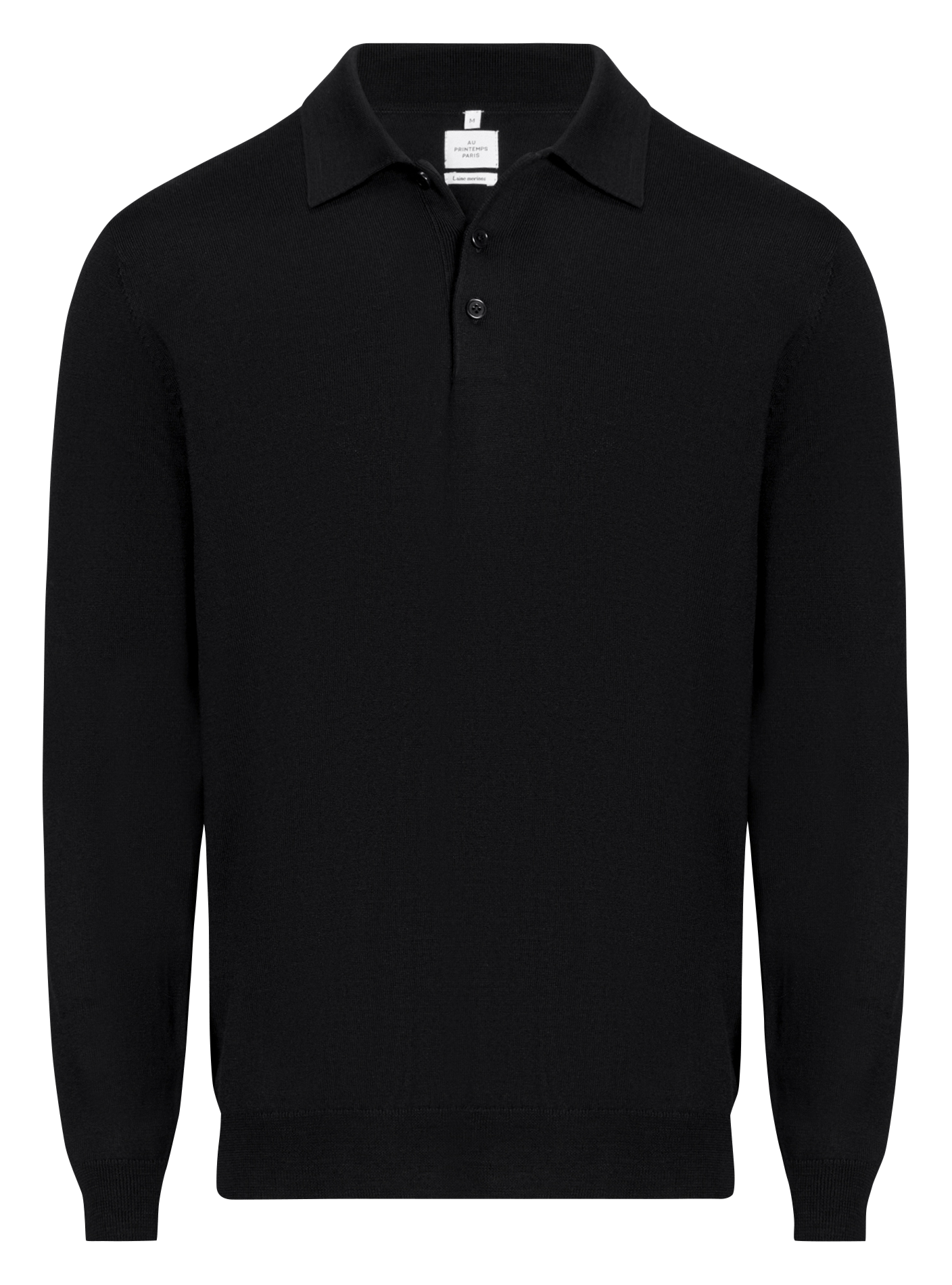 Straight merino wool polo AU PRINTEMPS PARIS Black