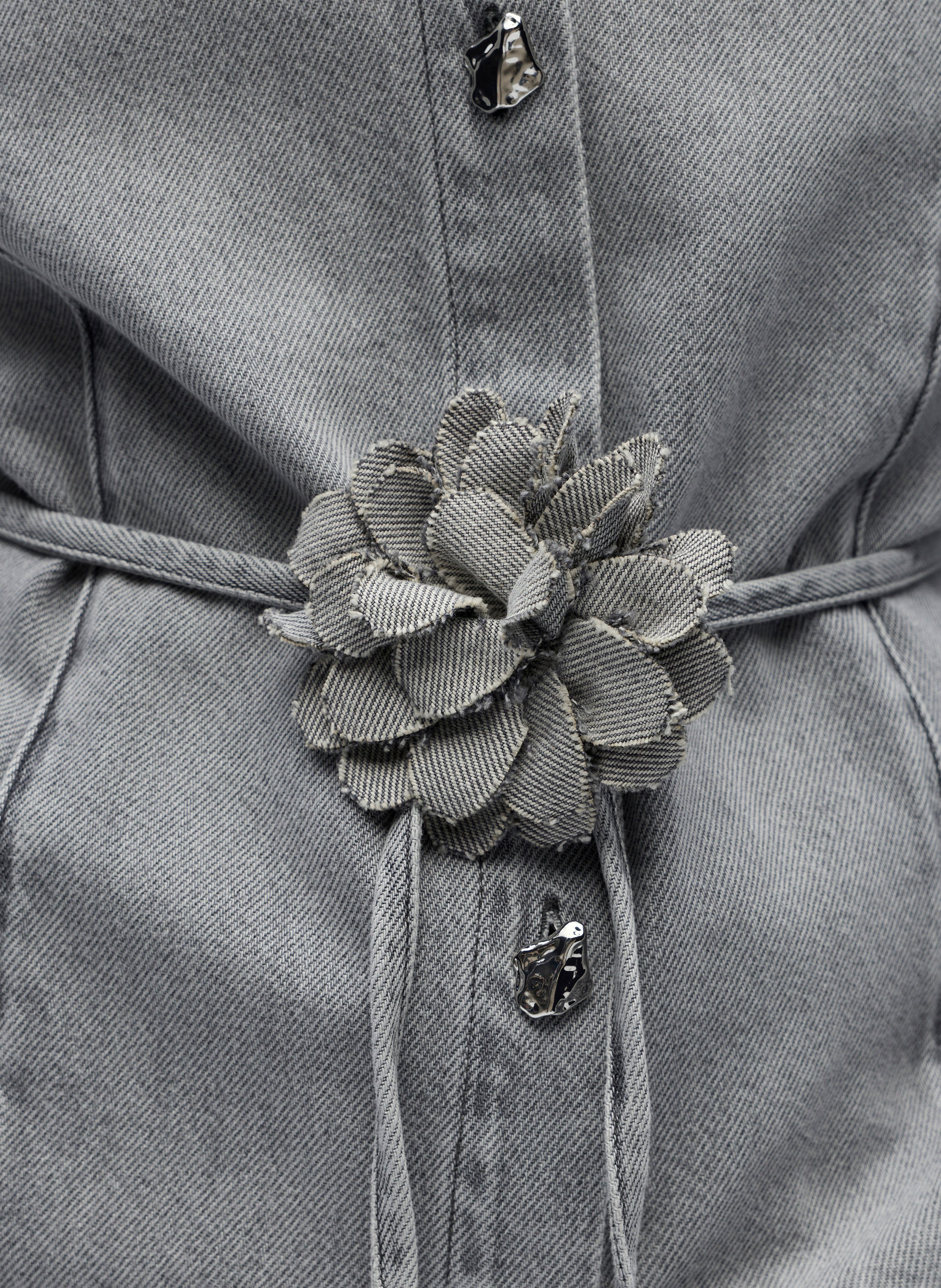 Cotton T-shirt with polo collar OBJECT Grey