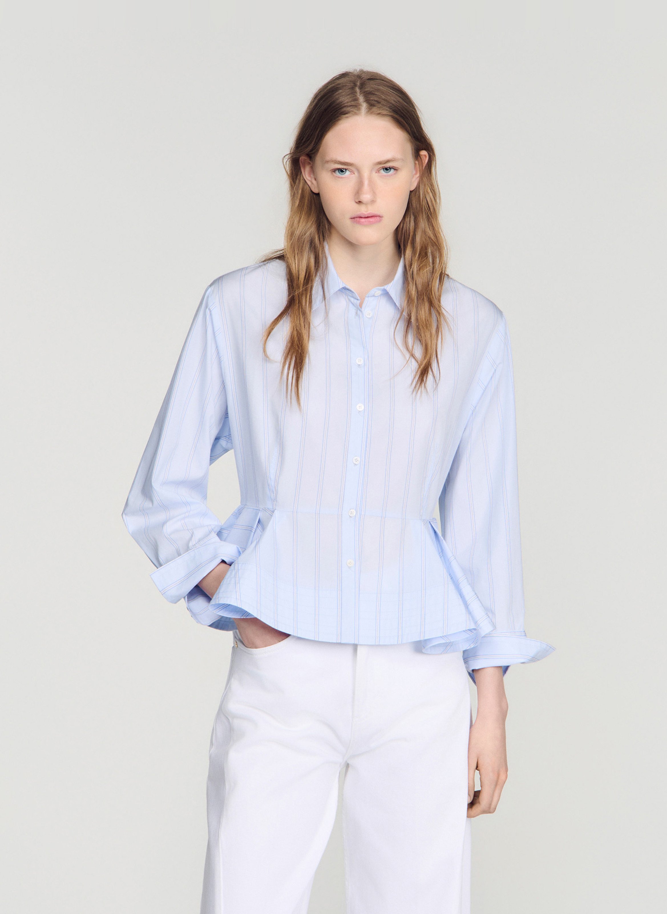 Chemise cintrée en coton SANDRO Bleu