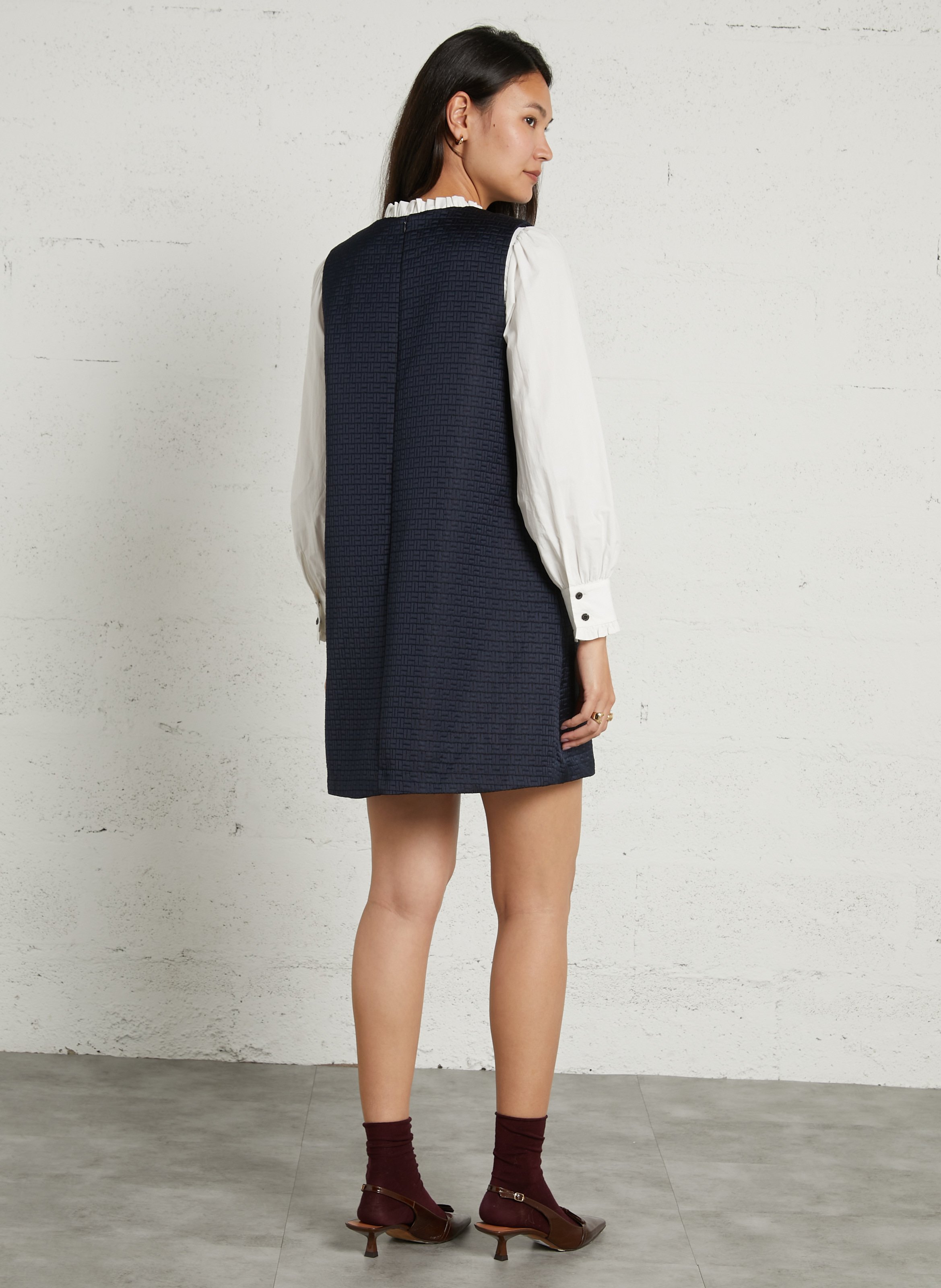 Korte jurk met V-hals SUNCOO Blue