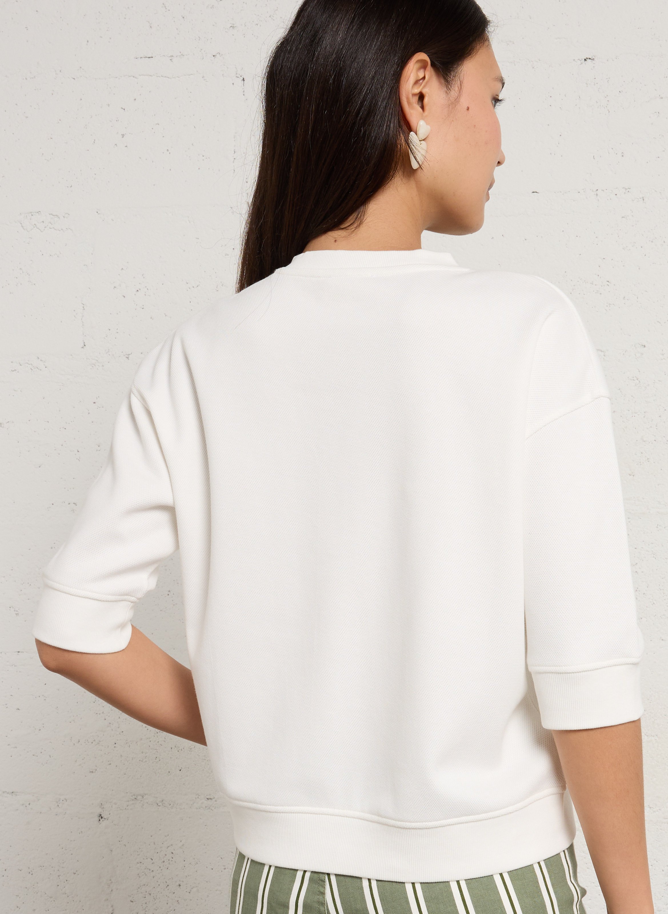 Ronde hals knoopdetail top MAISON 123 Wit