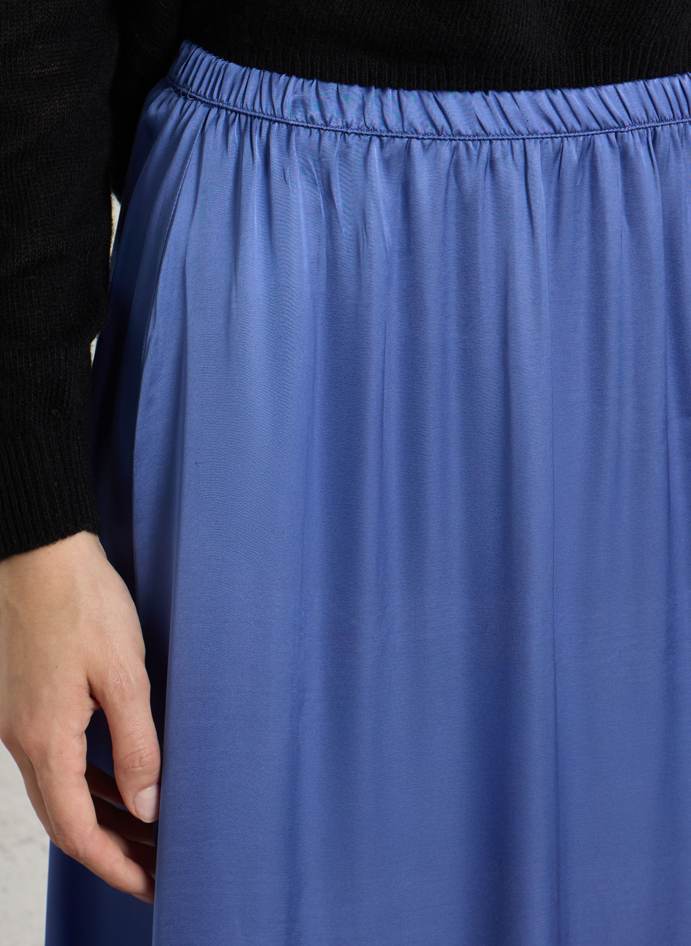 Jupe longue fluide élastiquée unie AMERICAN VINTAGE Bleu