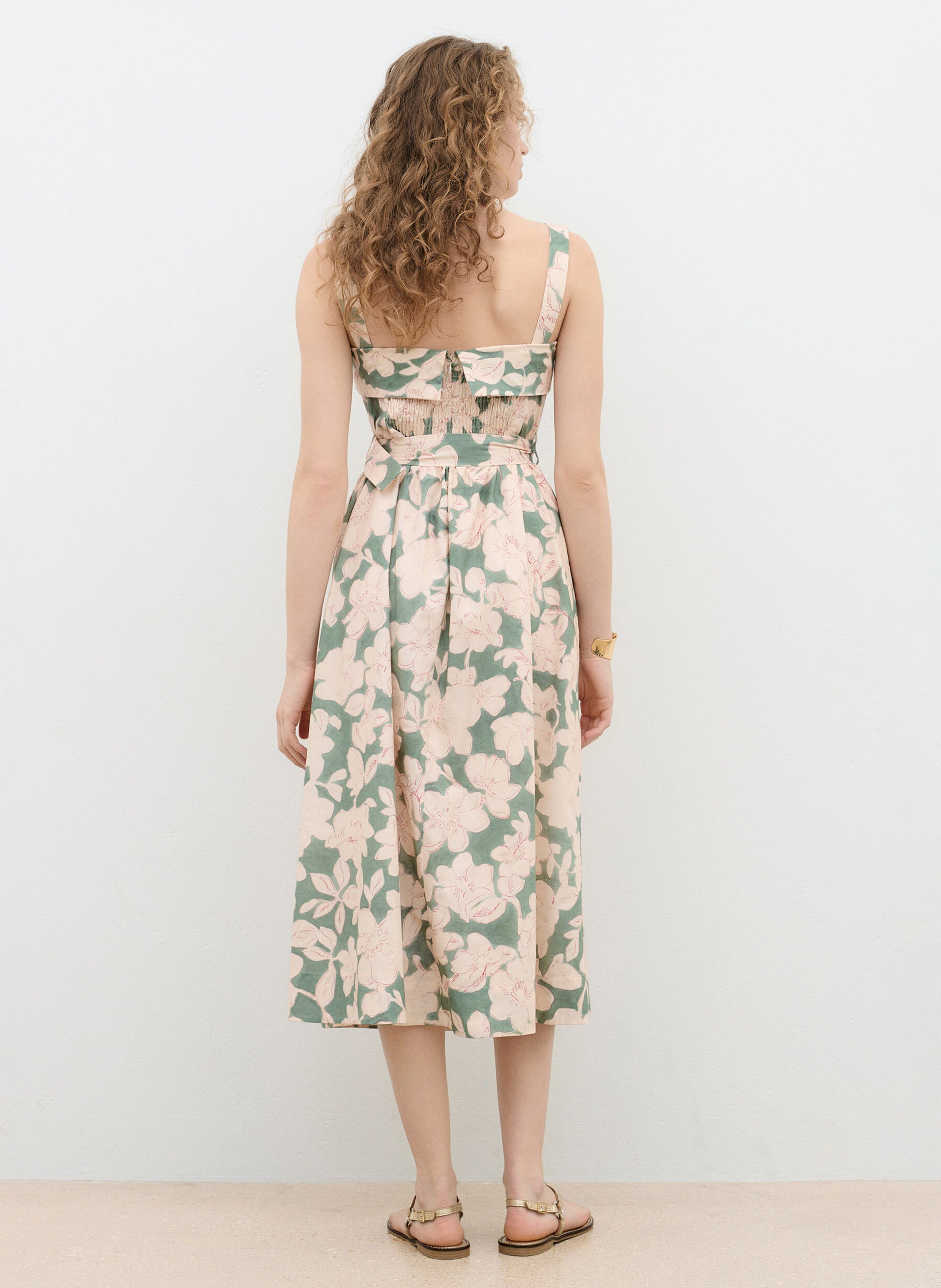 Cotton midi dress CAROLL Green