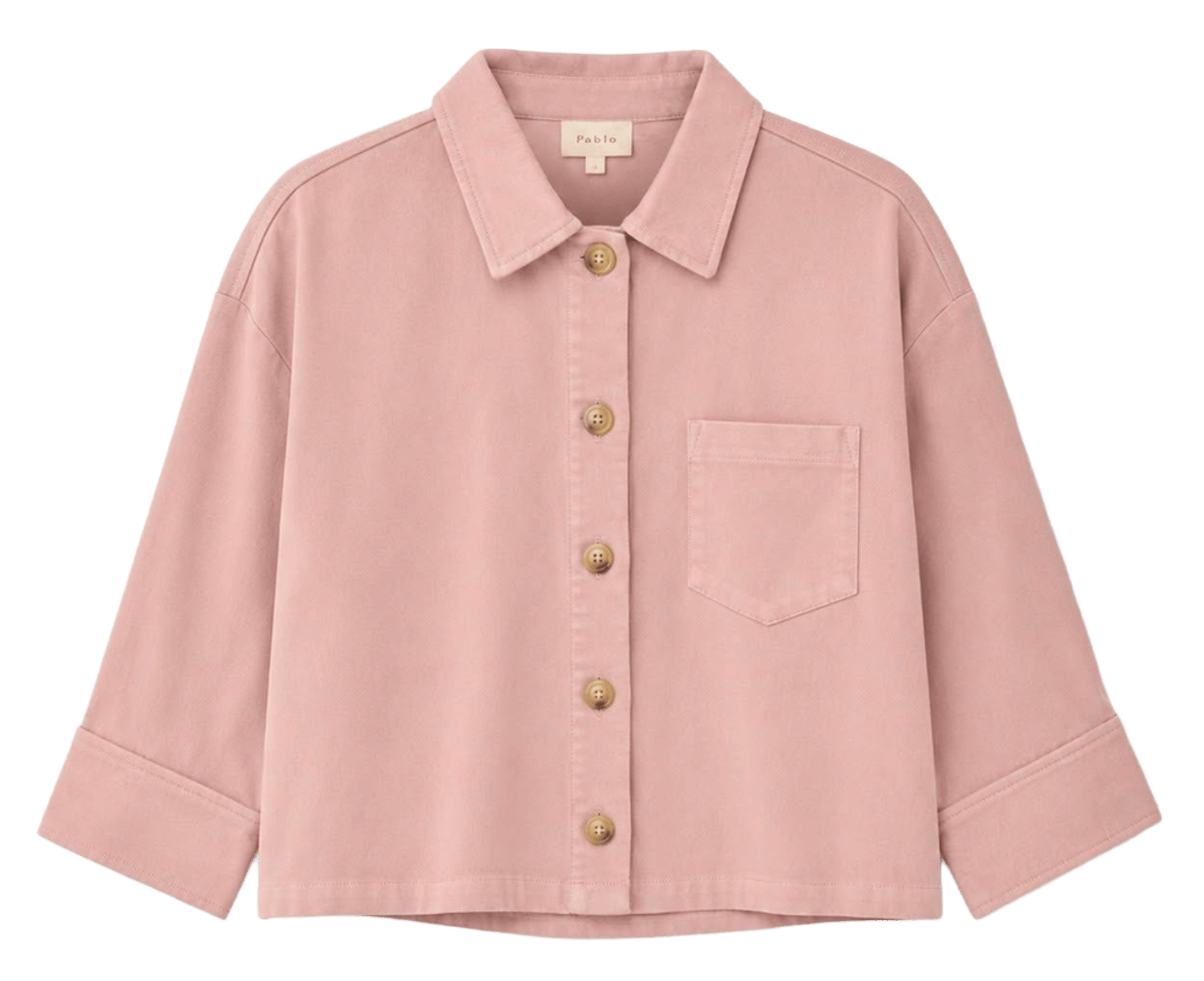 Chaqueta de mezcla de algodón con cuello clásico PABLO Rosa