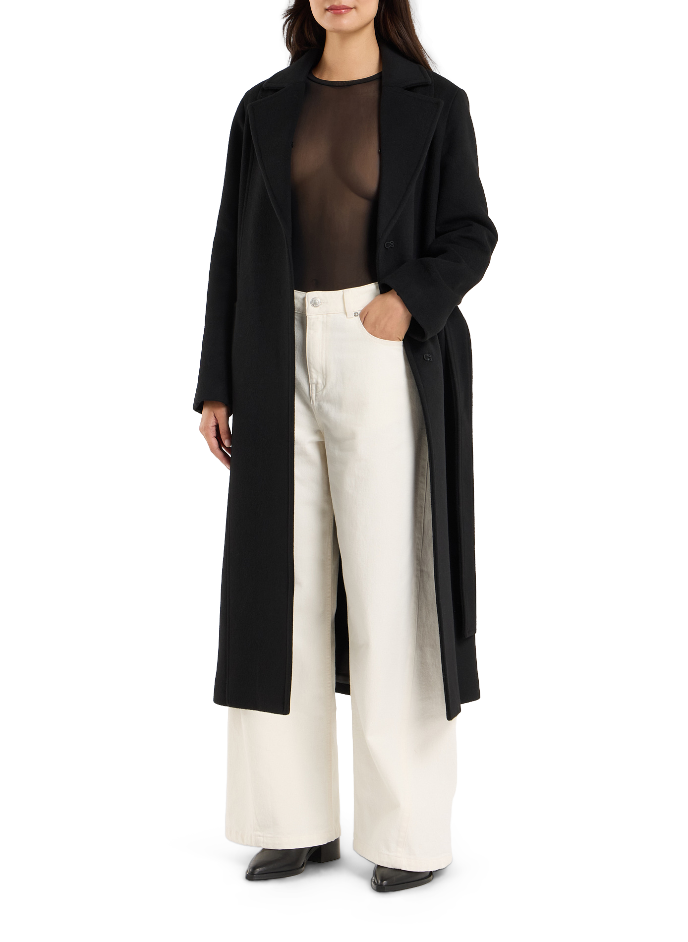Long Sarlene wool blend coat SAISON 1865 Black