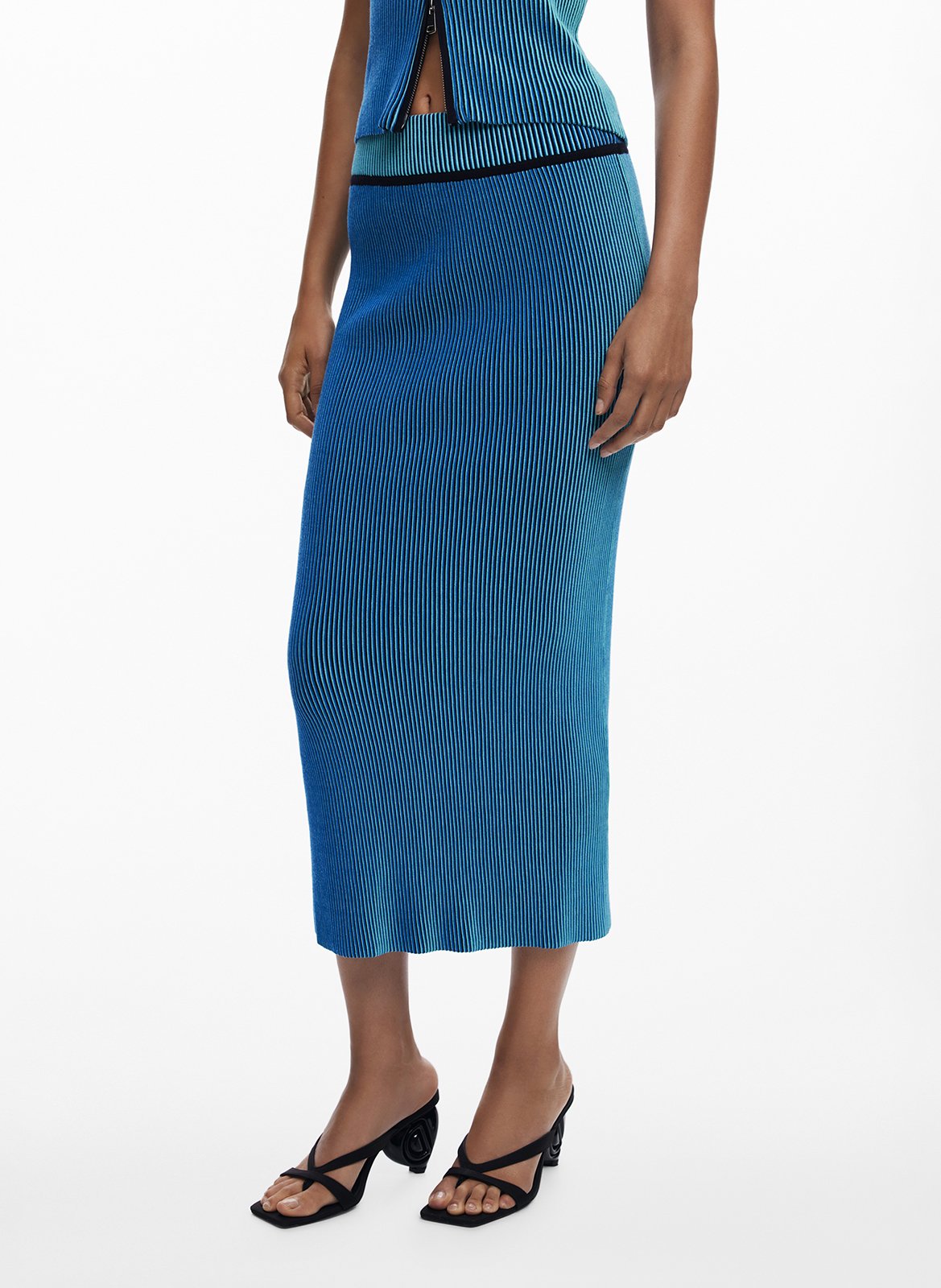 Striped midi tube skirt DESIGUAL Blue