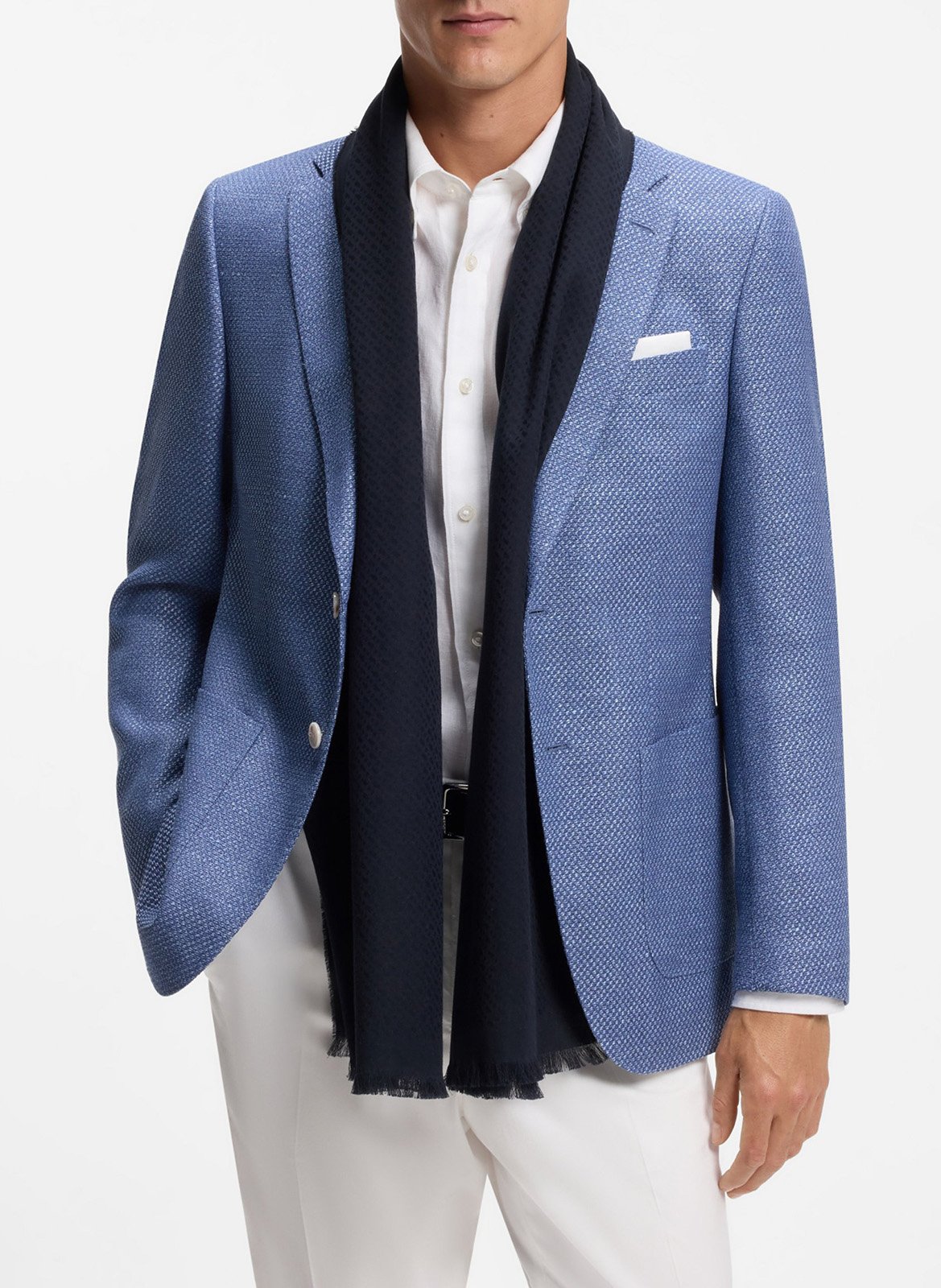 Cotton-mix scarf BOSS Blue