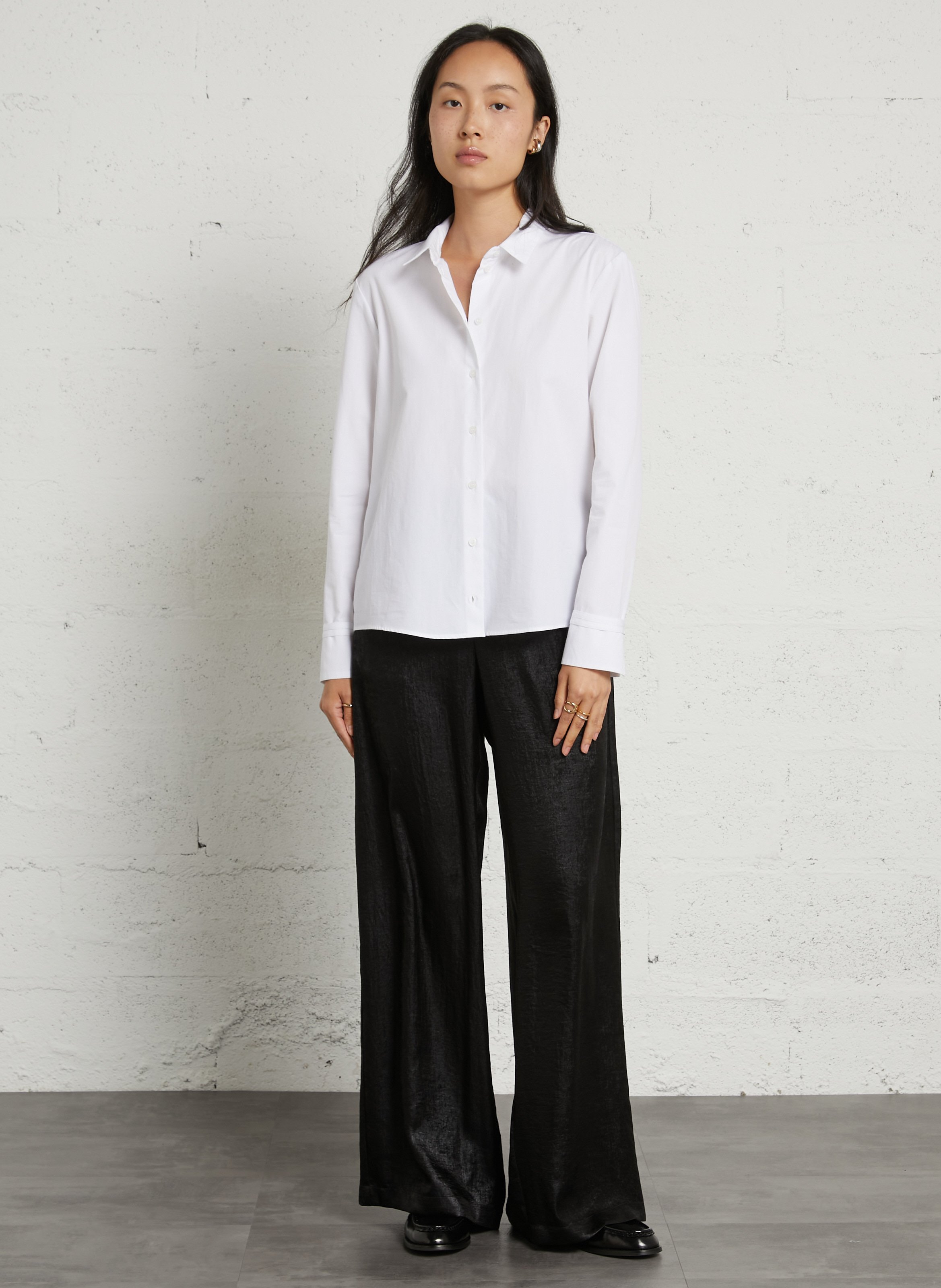 Straight shirt with classic cotton collar IKKS White