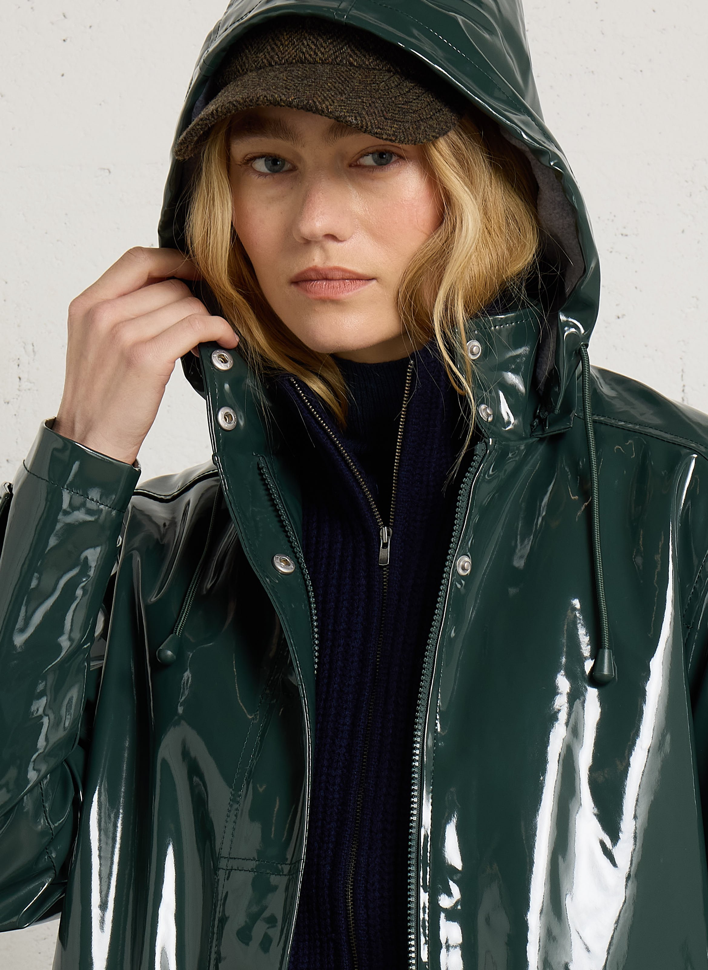 Glanzende regenjas met capuchon ARMOR LUX Groen