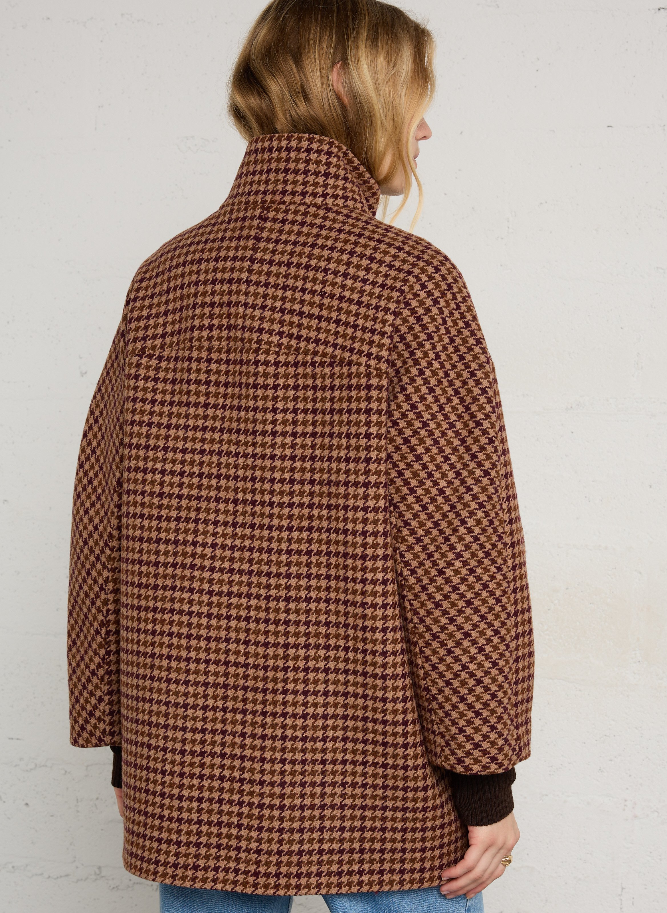 Manteau motif pied-de-poule en laine mélangée MAISON 123 Beige