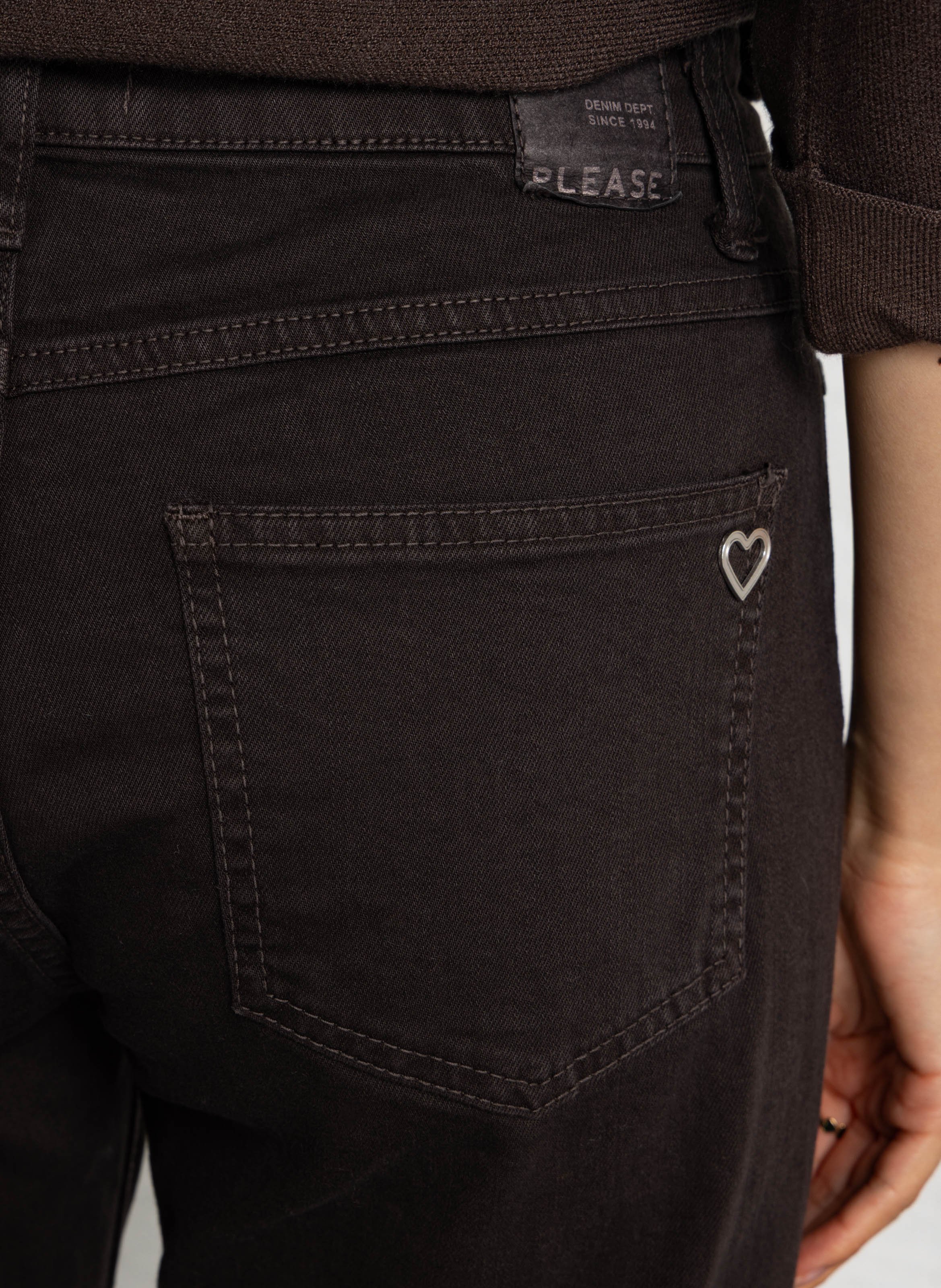 Cotton-blend girlfriend jeans PLEASE Brown