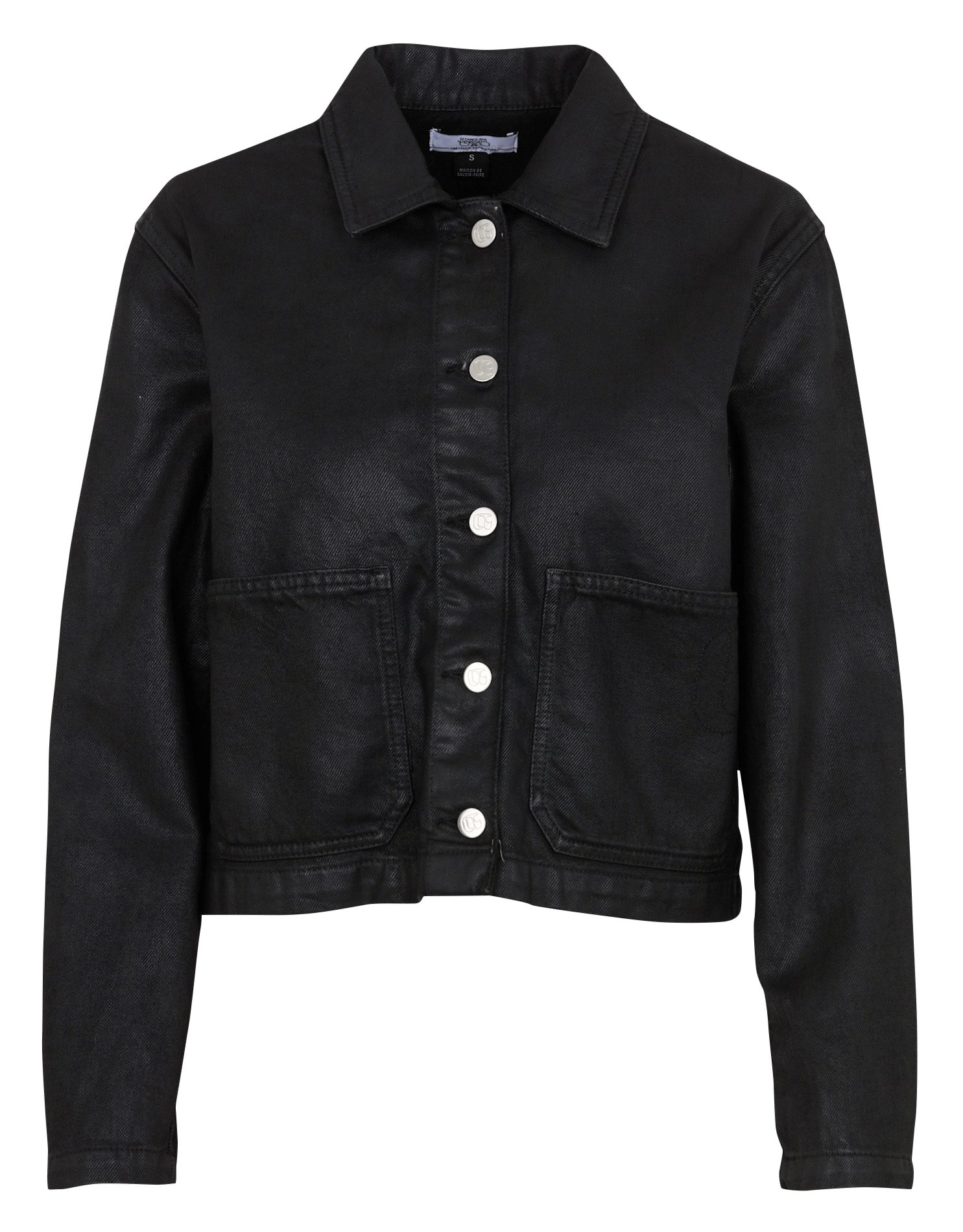Short buttoned cotton jacket LE TEMPS DES CERISES Black
