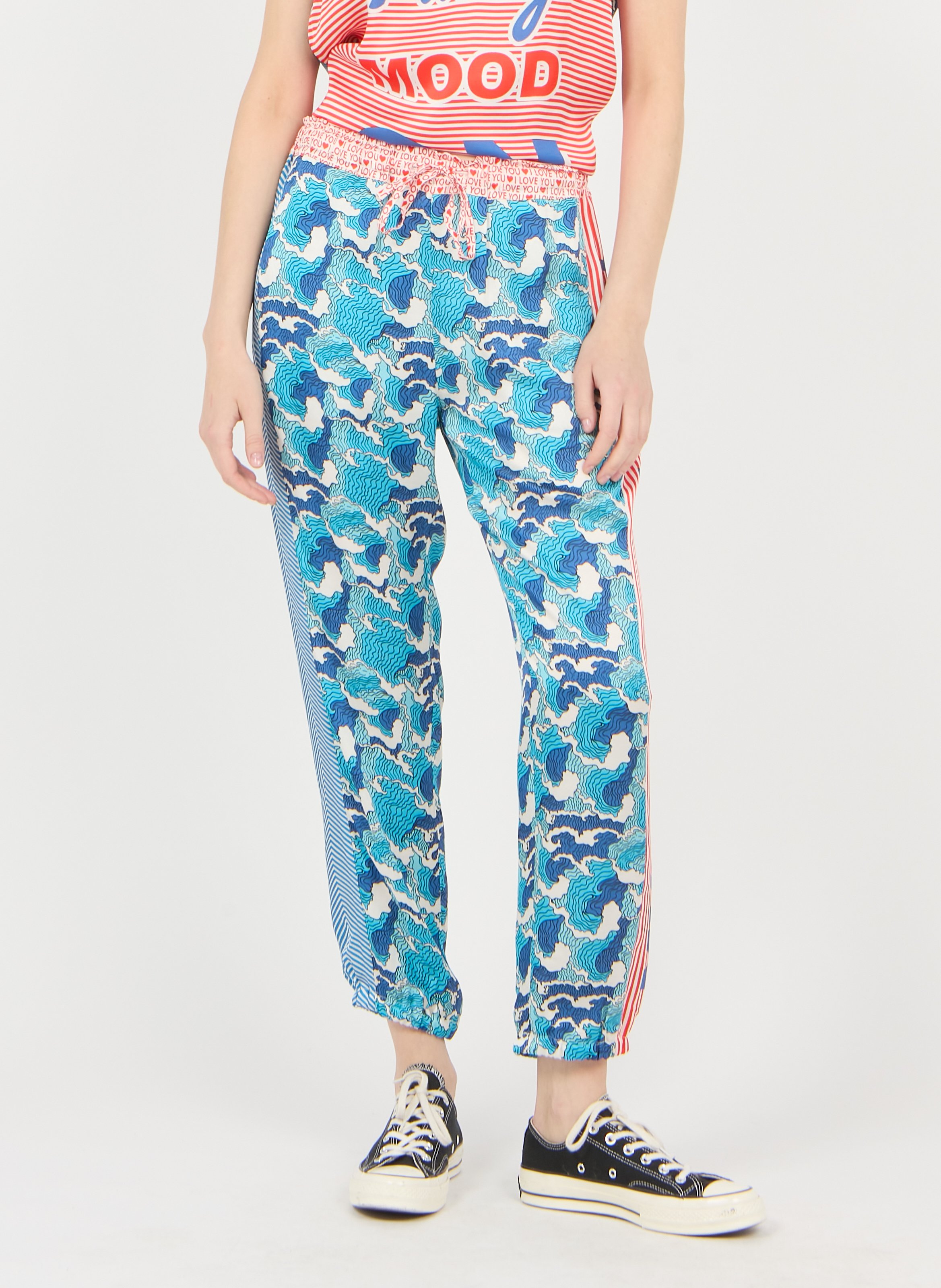 Pantalon large imprimé SACK S Bleu