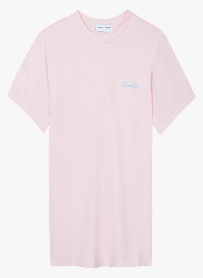 Embroidered Organic Cotton T-shirt English Pink Maison Labiche - Men ...