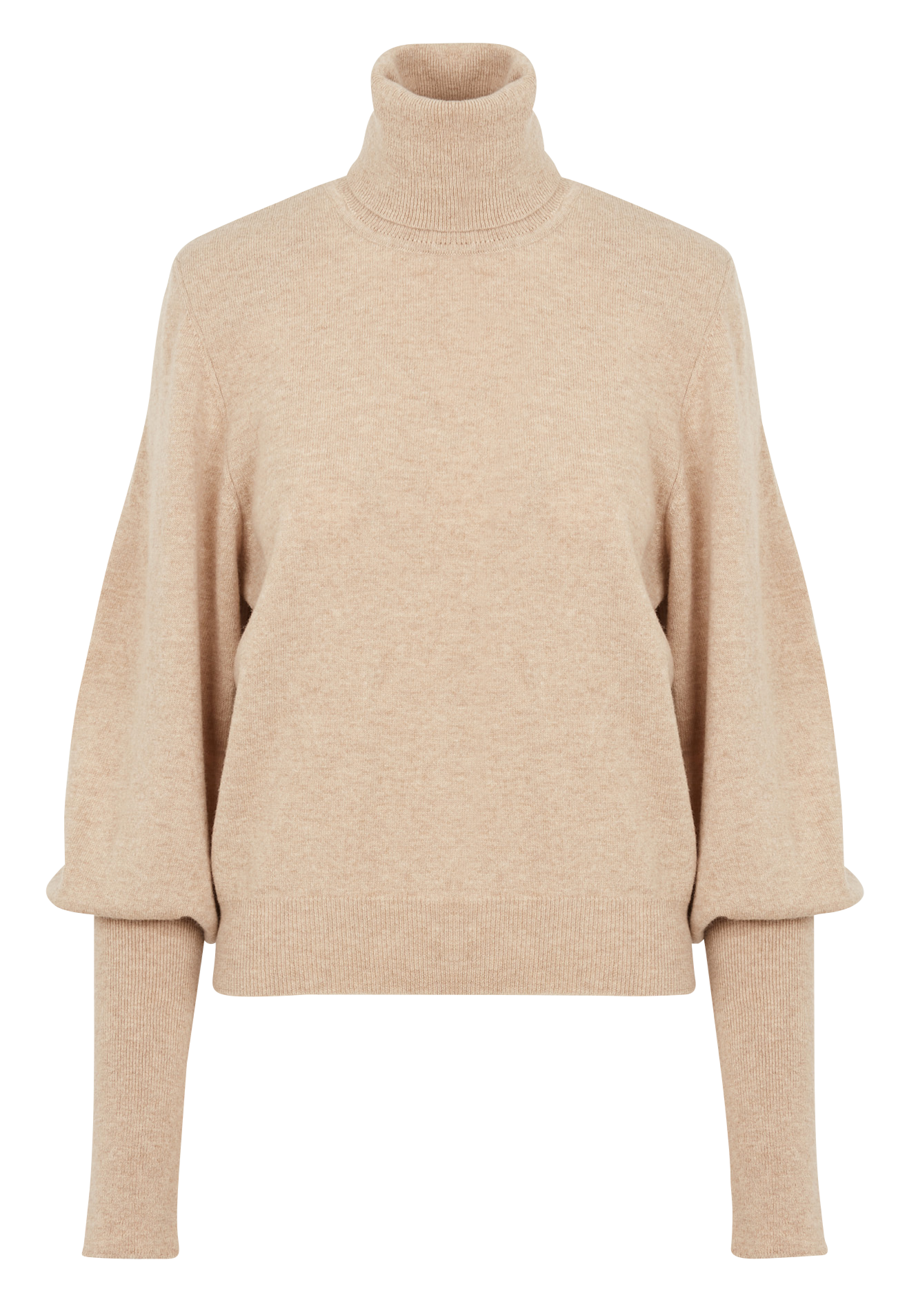 Pull ample col roulé en laine mérinos LAURENCE BRAS Beige
